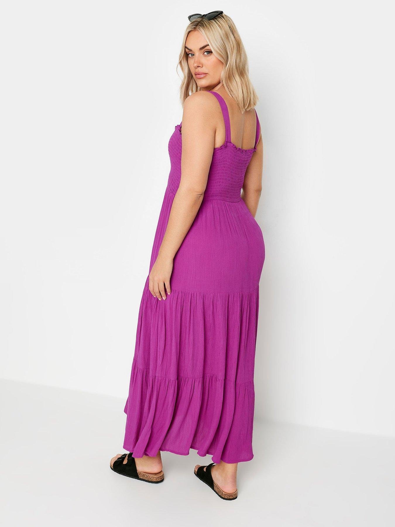 yours-shirred-strappy-tiered-maxi-dress-purplestillFront