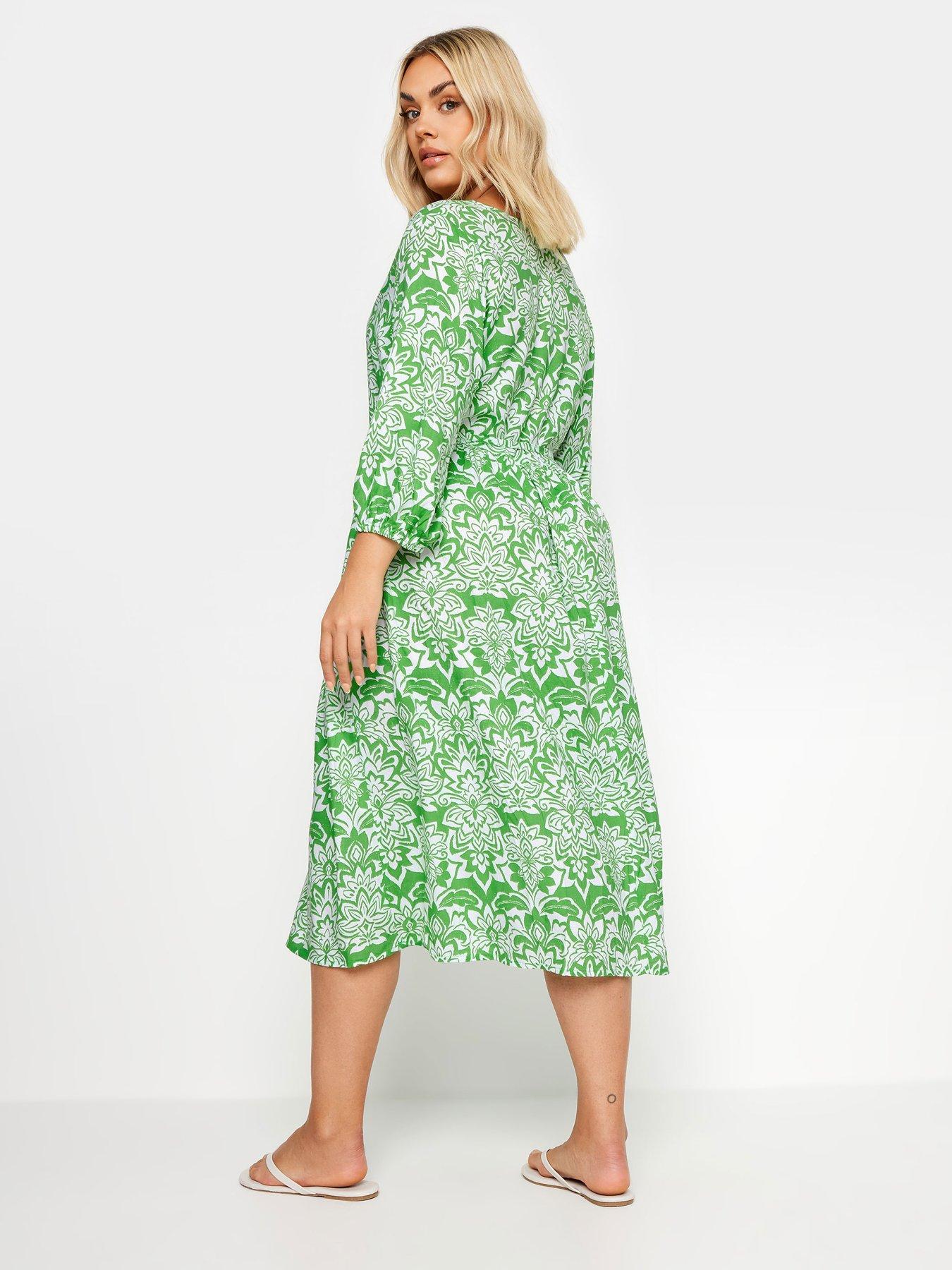 yours-v-neck-midaxi-dress-greenstillFront