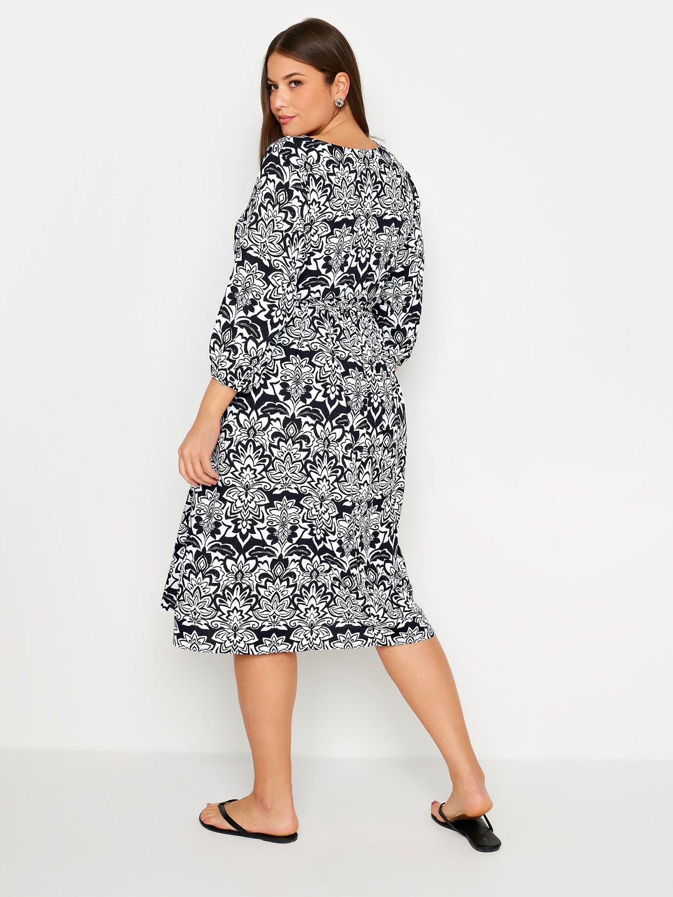 yours-v-neck-midaxi-dress-blackwhitestillFront