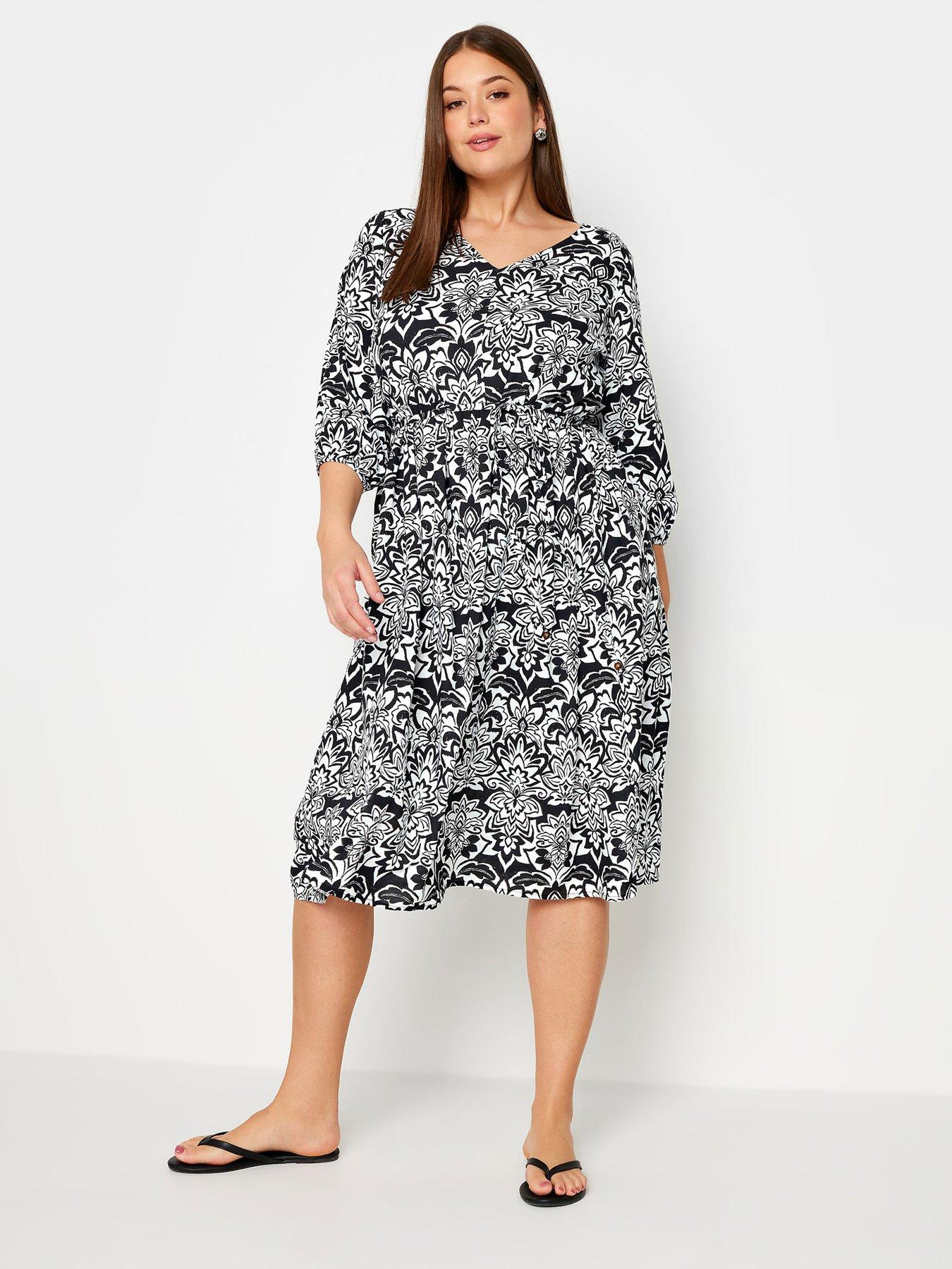 yours-v-neck-midaxi-dress-blackwhiteback