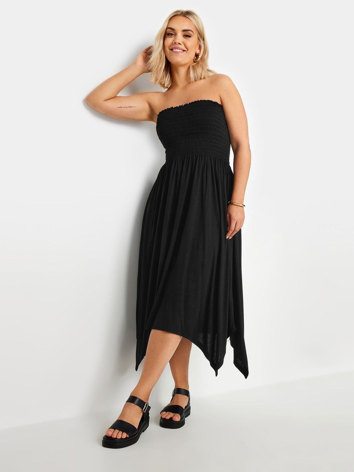 yours-shirred-midi-dress-black