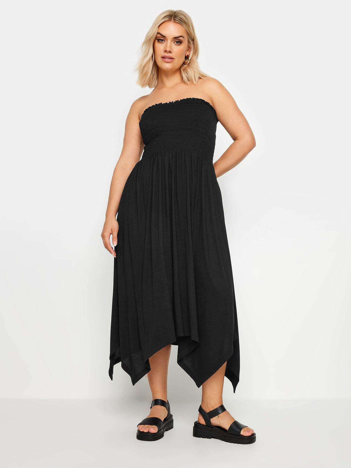 yours-shirred-midi-dress-blackback