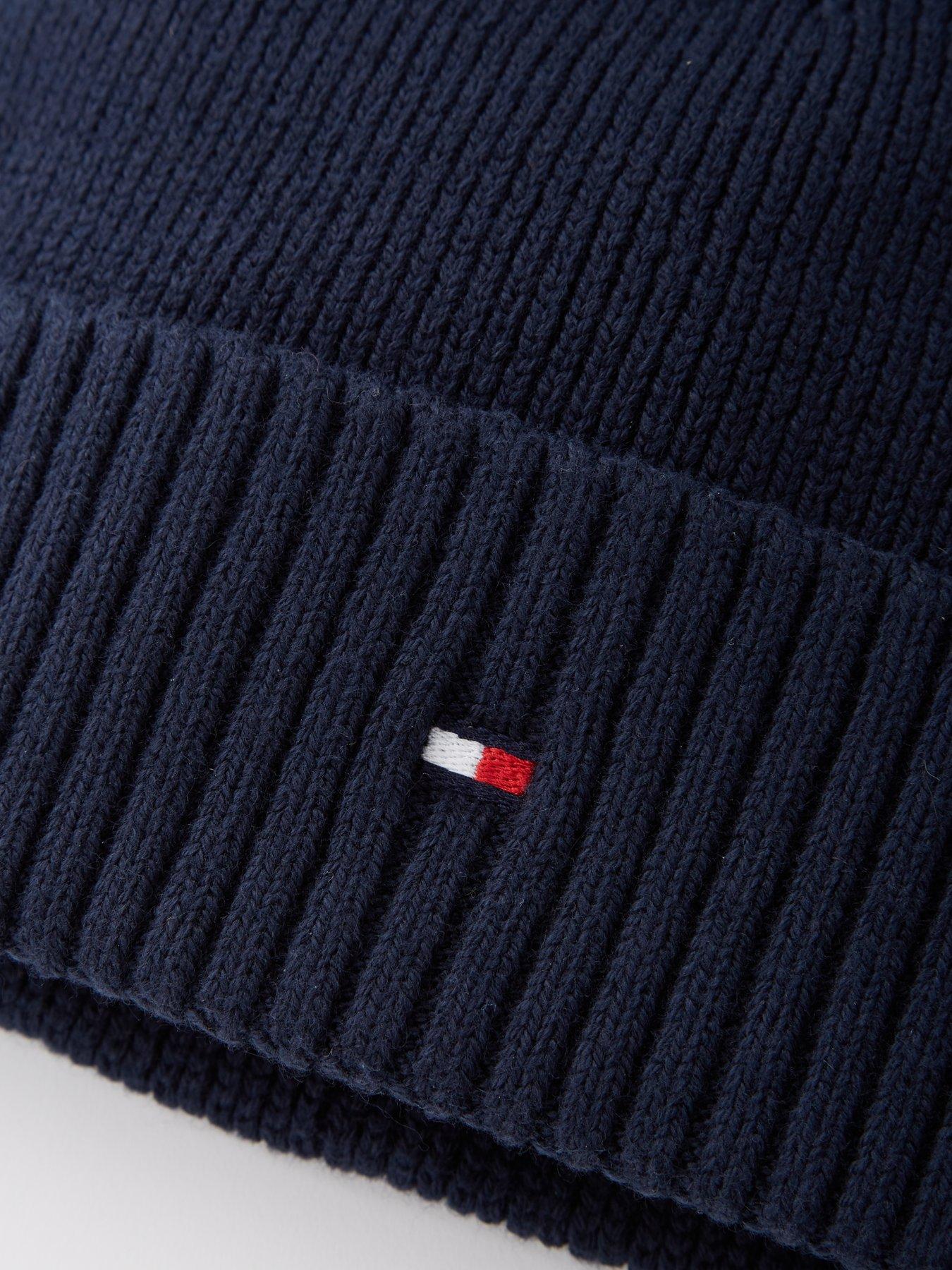 Image 3 of 4 of Tommy Hilfiger Tommy Hilfiger Pima Cotton Flag Beanie - Navy