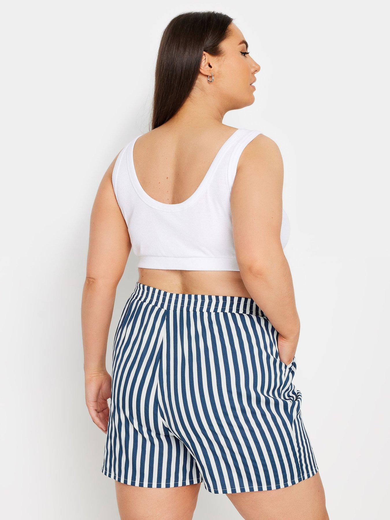 yours-stripe-co-ord-short-navystillFront