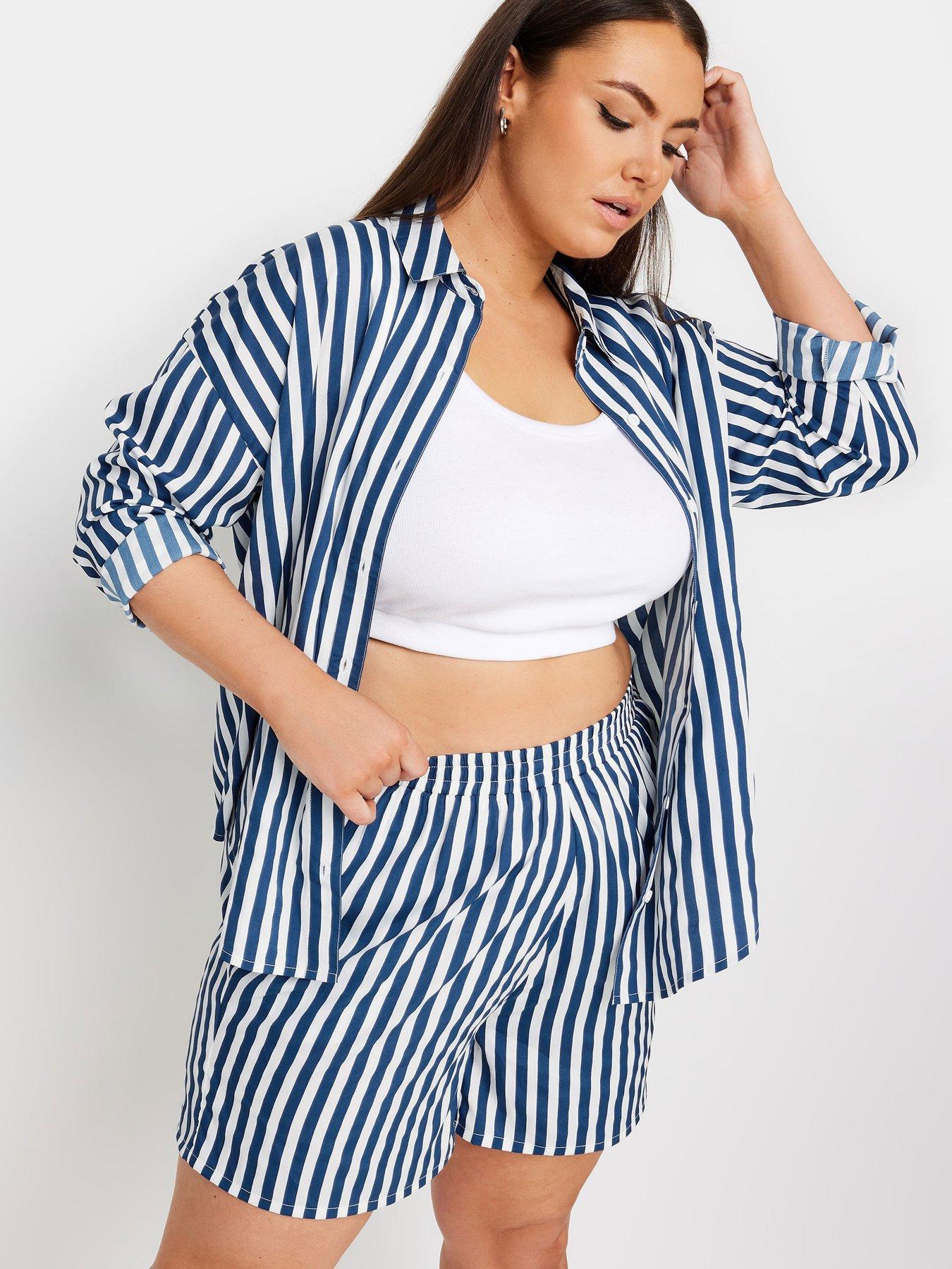 yours-stripe-co-ord-short-navyoutfit