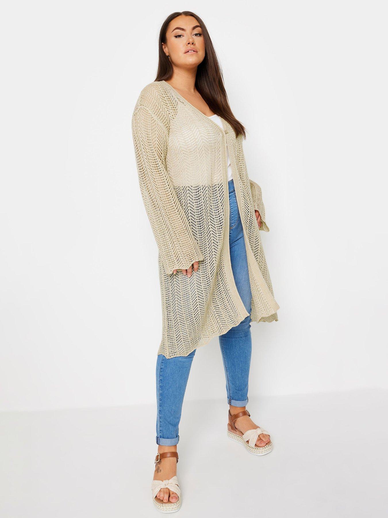 yours-midi-pointelle-cardigan-naturalfront