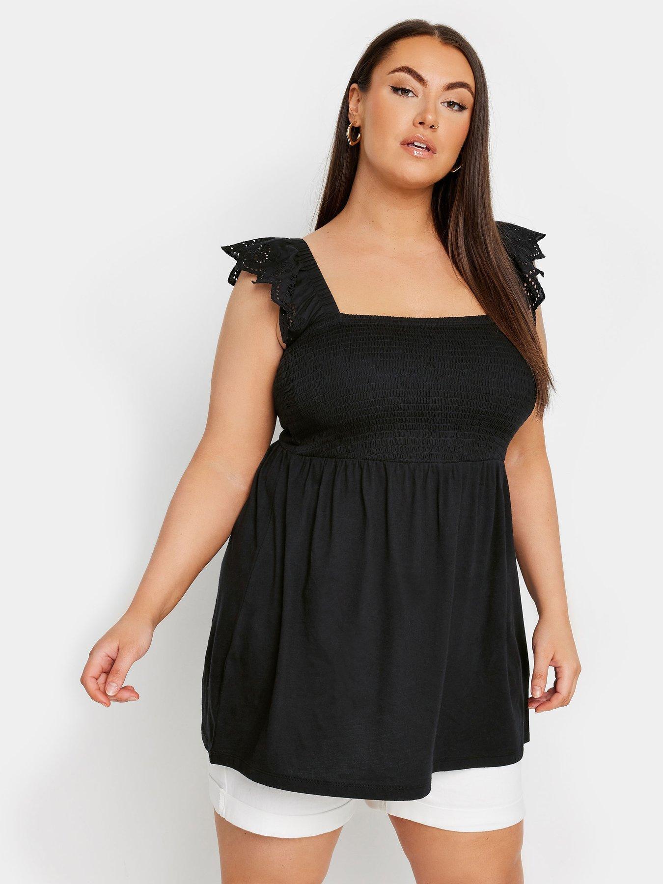 yours-peplum-anglaise-frill-top-black