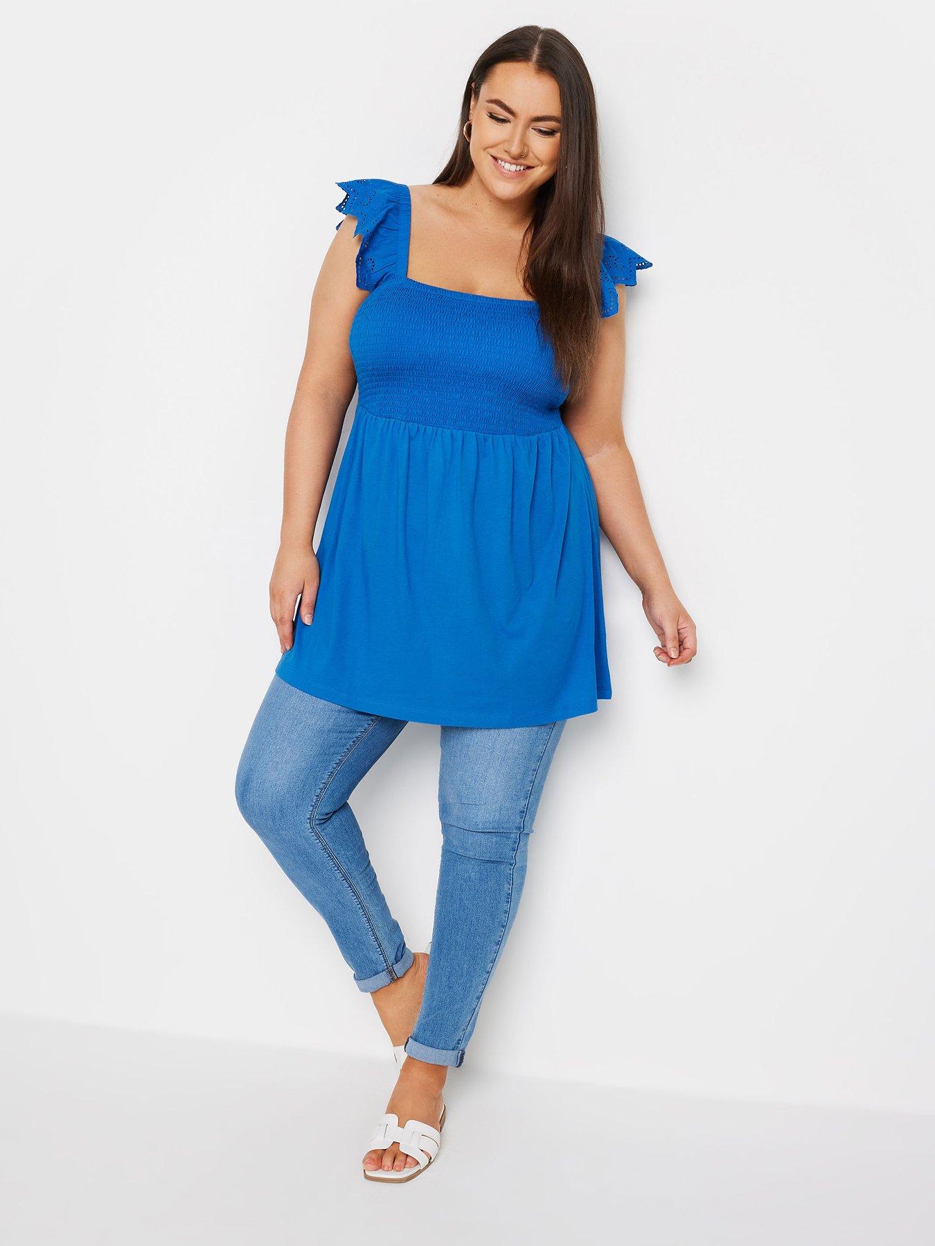 yours-peplum-anglaise-frill-top-blueback