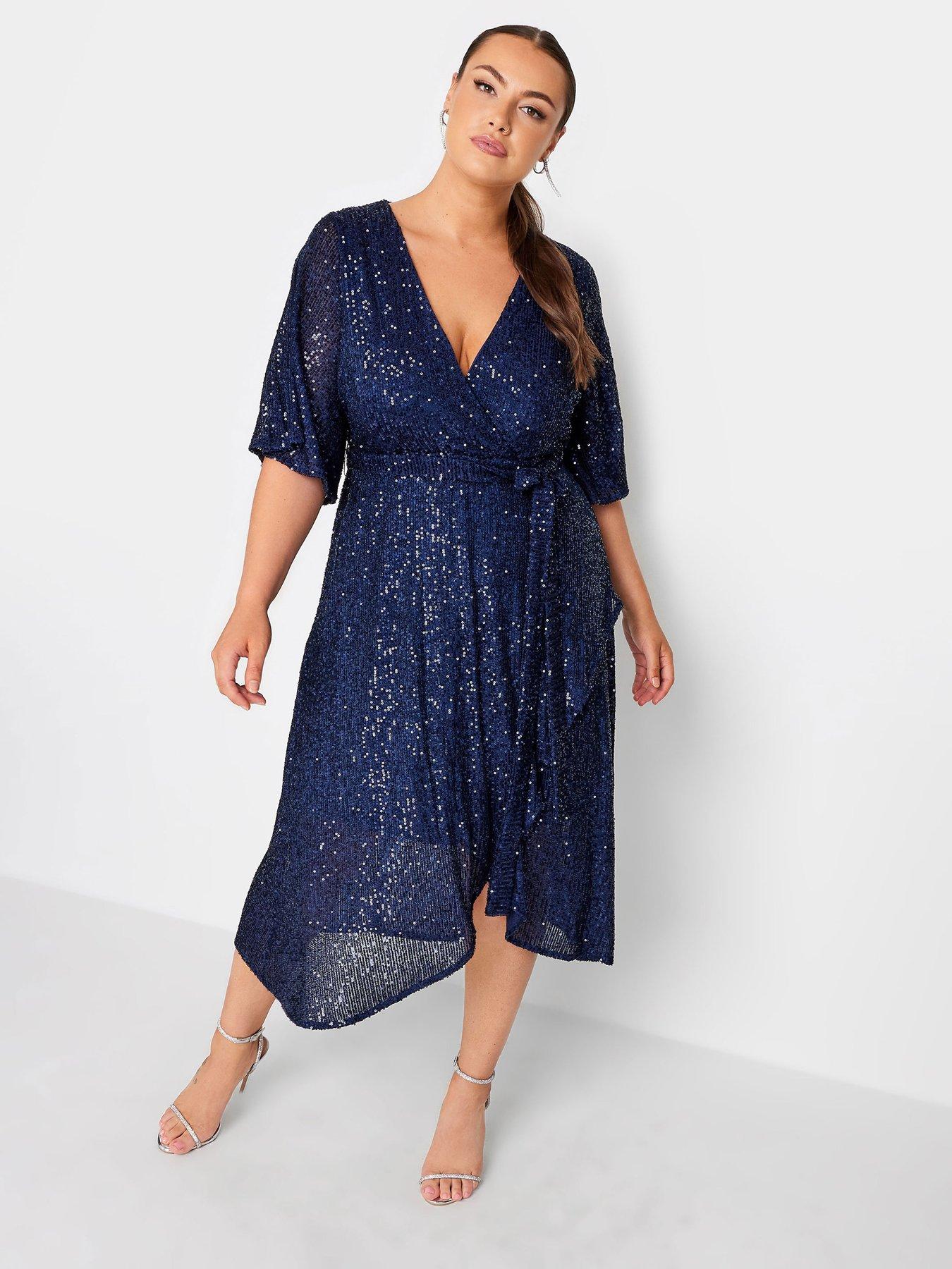 yours-sequin-tulip-hem-wrap-dress-blue