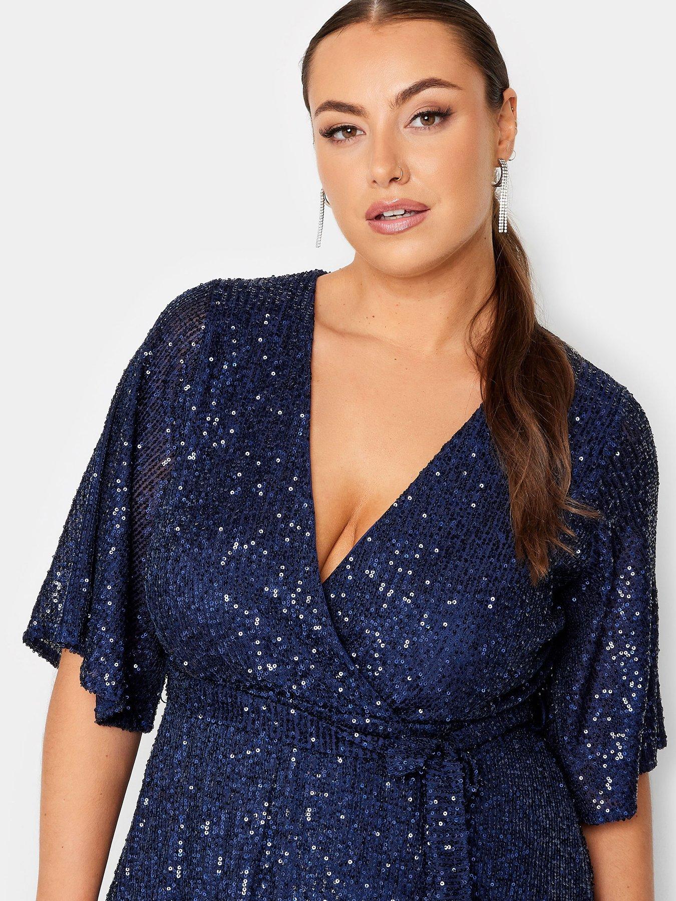 yours-sequin-tulip-hem-wrap-dress-blueoutfit