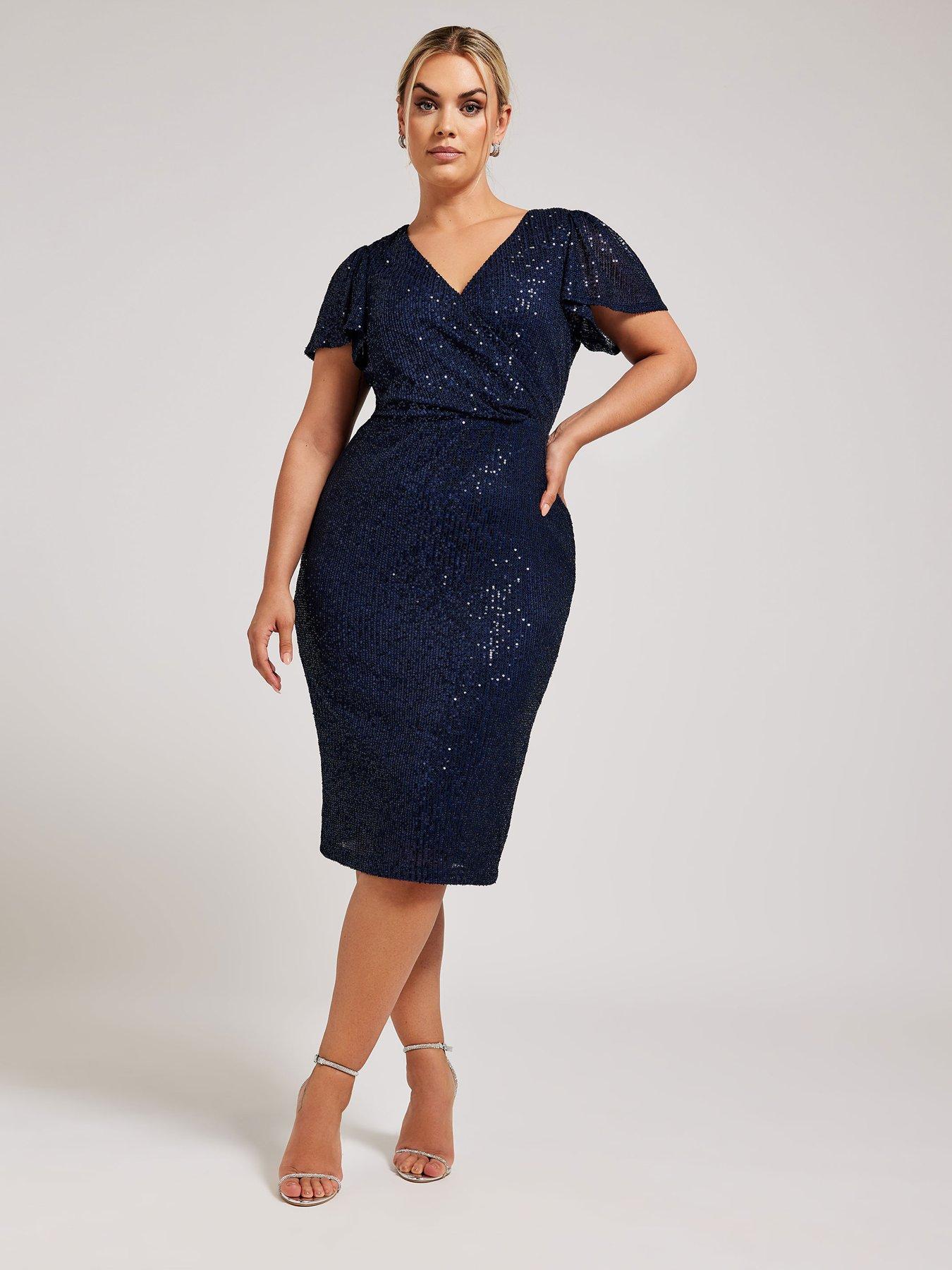 yours-sequin-wrap-shift-dress-blue