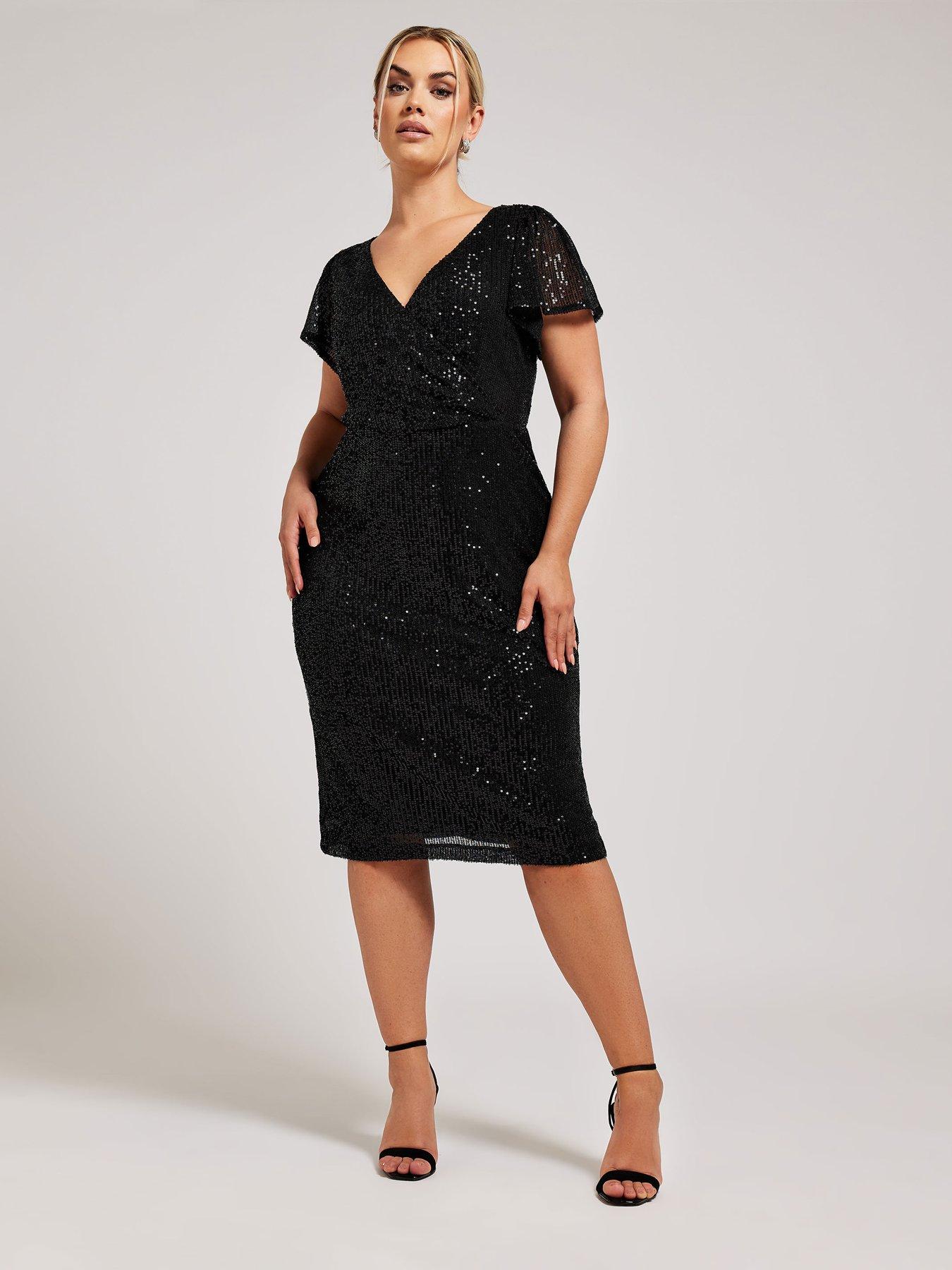 yours-sequin-wrap-shift-dress-black