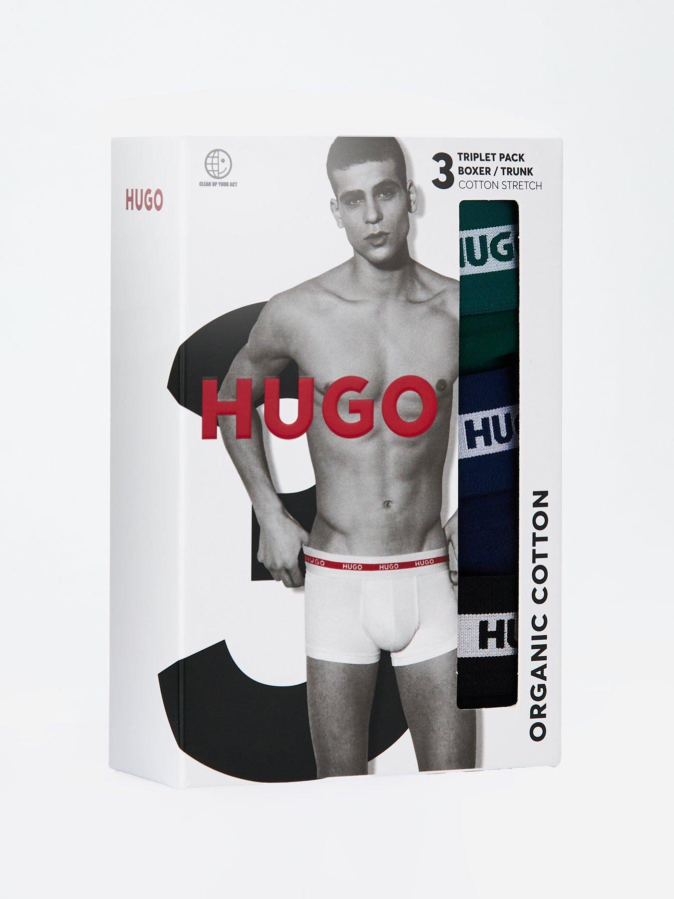 Image 4 of 4 of HUGO Hugo Planet Red Waistband Stripe 3 Pack Trunks - White/black