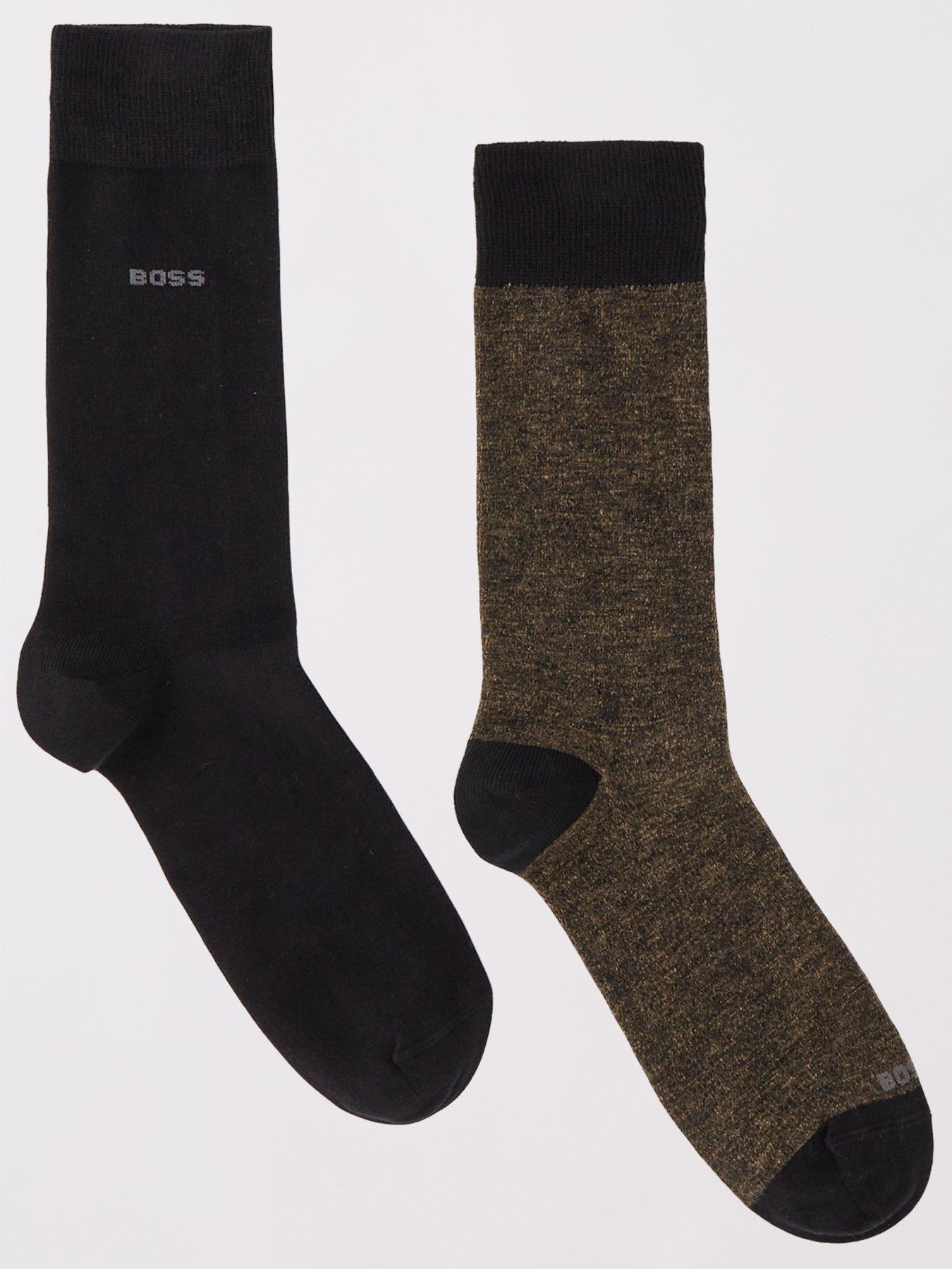 boss-2-pack-yarn-effect-crew-socks-black