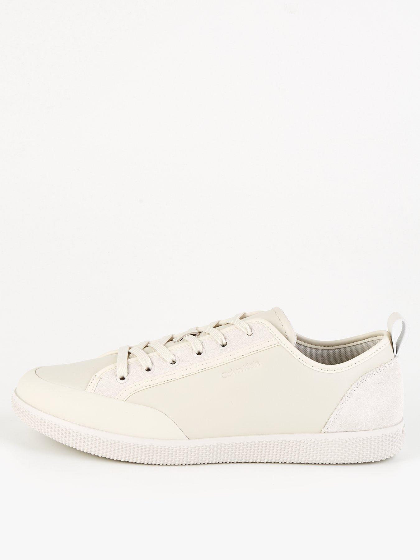 undefined Calvin Klein Low Top Patent Trim Lace Up Sneakers - Cream
