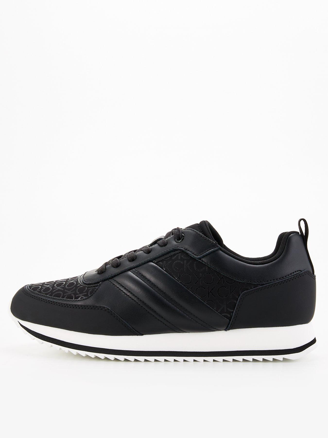 undefined Calvin Klein Low Top Mono Print Leather Runners - Black