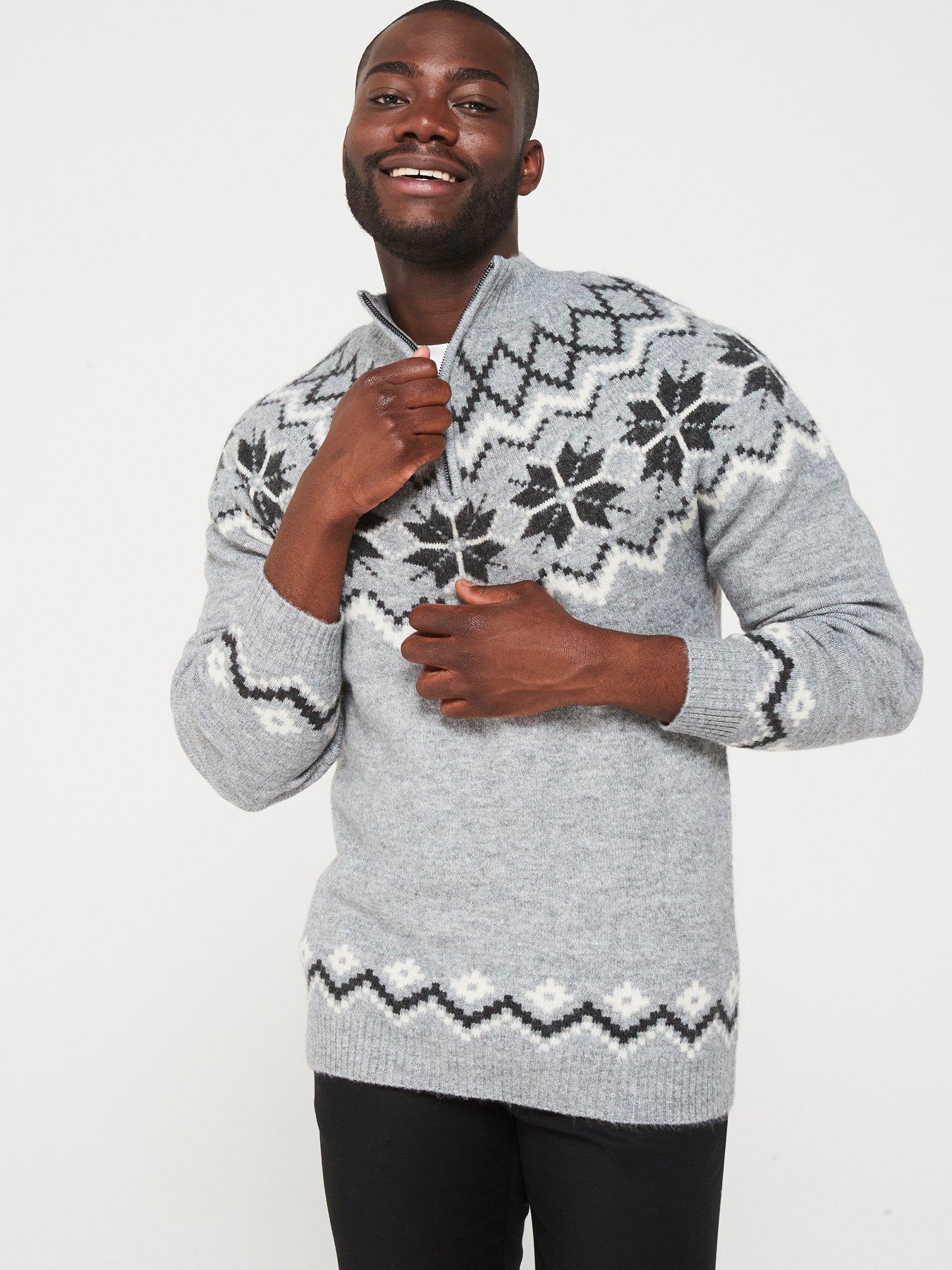 very-man-family-christmas-knitwearnbspmens-zip-fairisle-jumper-greydetail