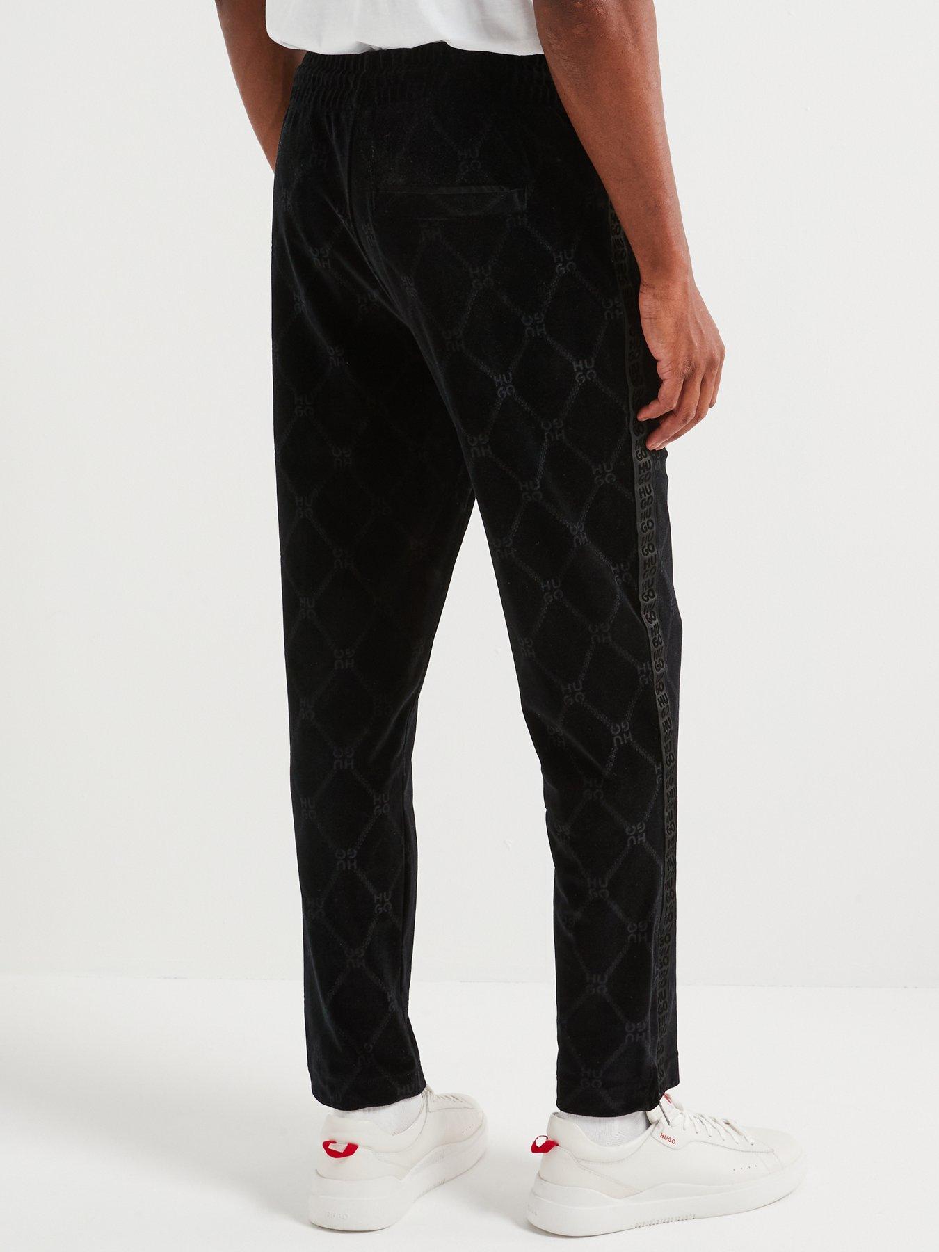 hugo-hugo-dislaco-mono-chain-relaxed-fit-velour-trousers-blackstillFront