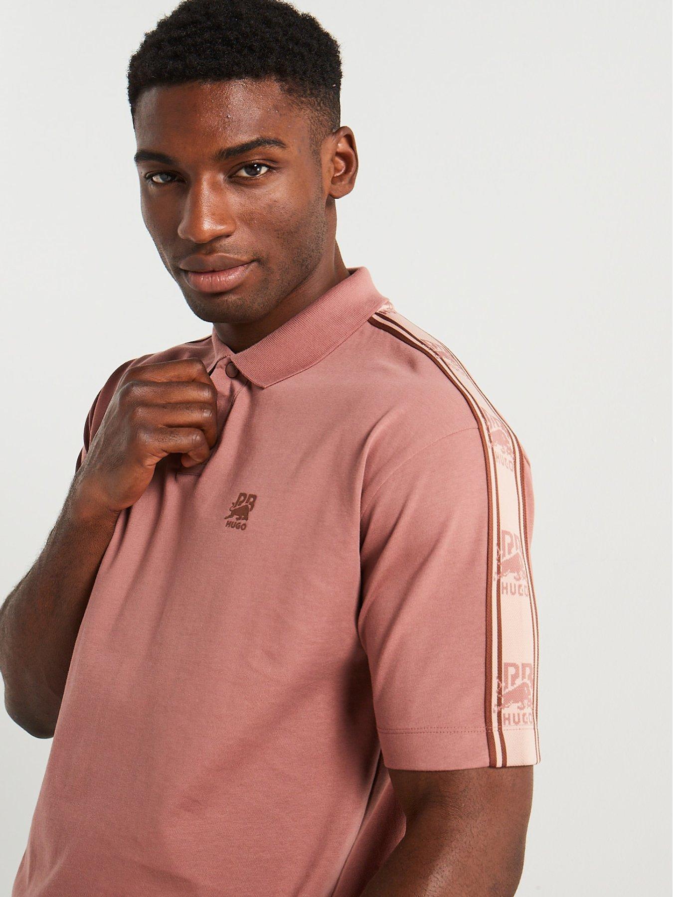 hugo-x-rbnbspdracknbsptaping-relaxed-fit-polo-shirt-pinkdetail