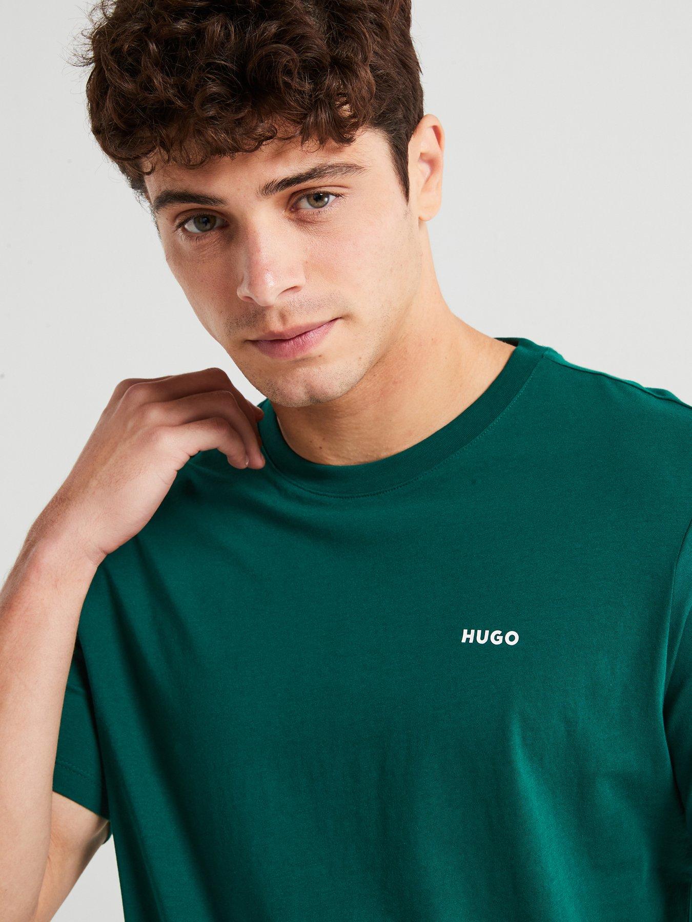 hugo-dero-small-left-chest-logo-t-shirt-dark-greenoutfit