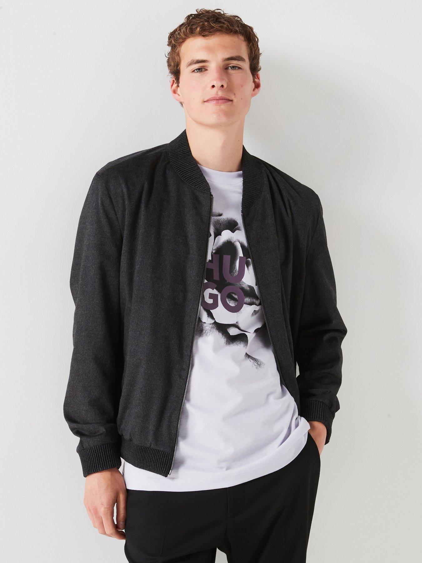 Black slim fit bomber jacket sale