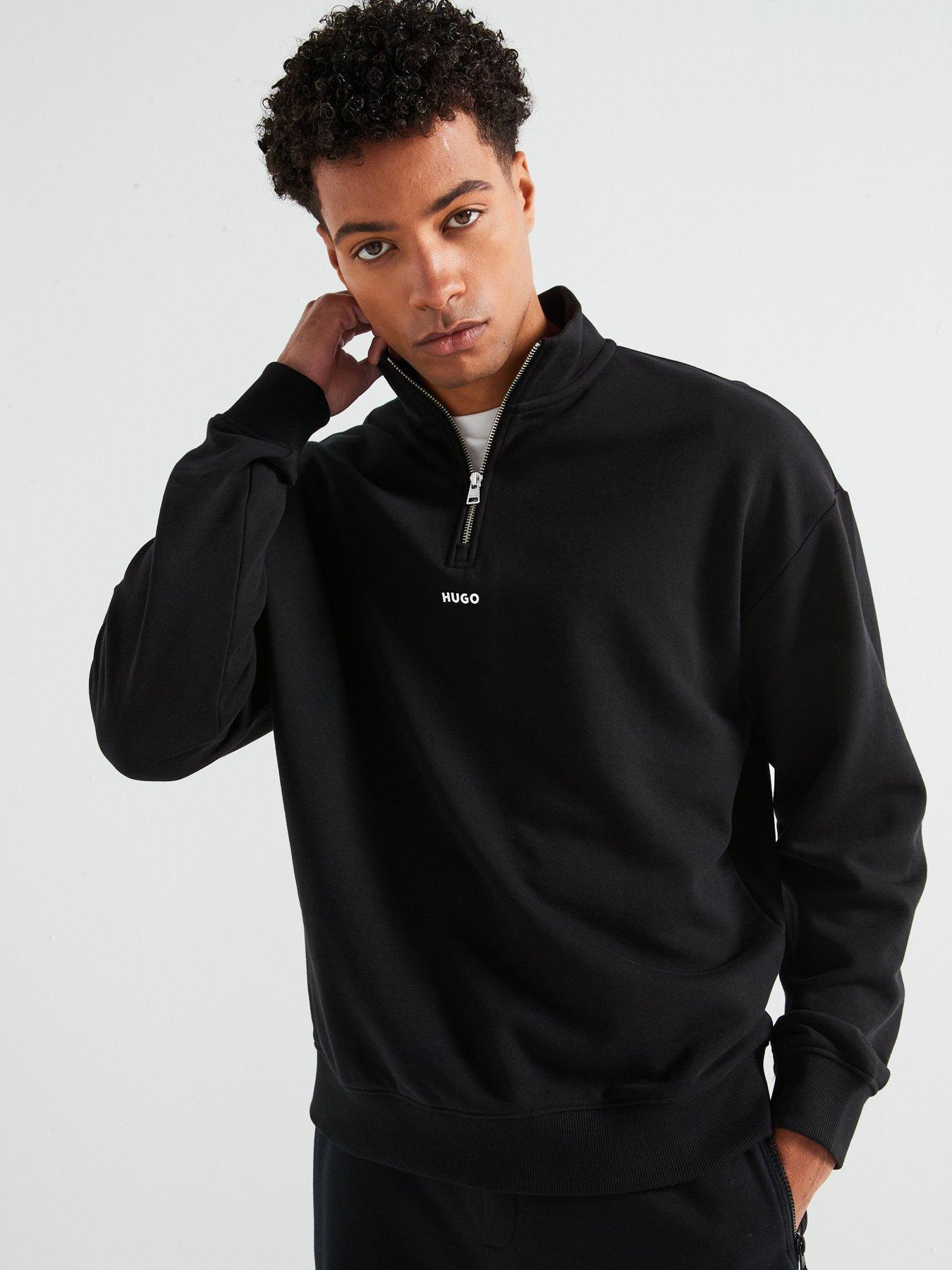 Image 1 of 6 of HUGO Durty244 Relaxed Fit 1/4 Zip Sweatshirt - Black