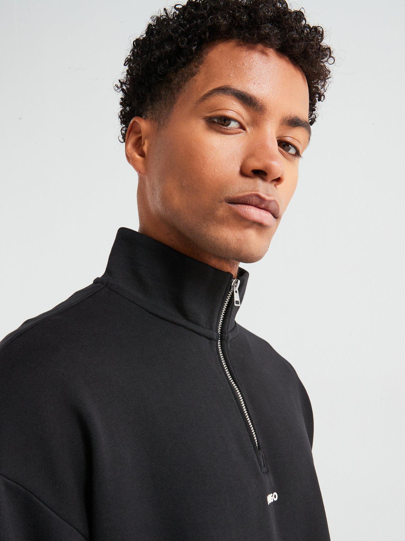 Image 4 of 6 of HUGO Durty244 Relaxed Fit 1/4 Zip Sweatshirt - Black