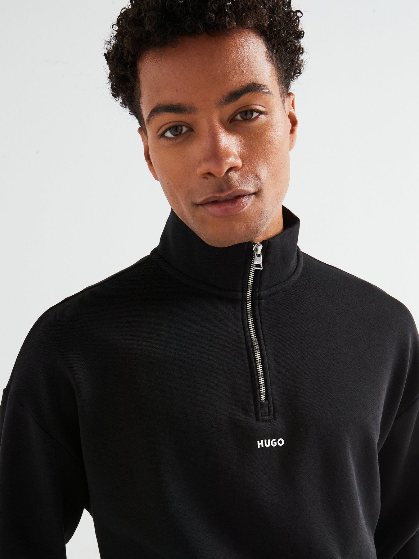 Image 6 of 6 of HUGO Durty244 Relaxed Fit 1/4 Zip Sweatshirt - Black