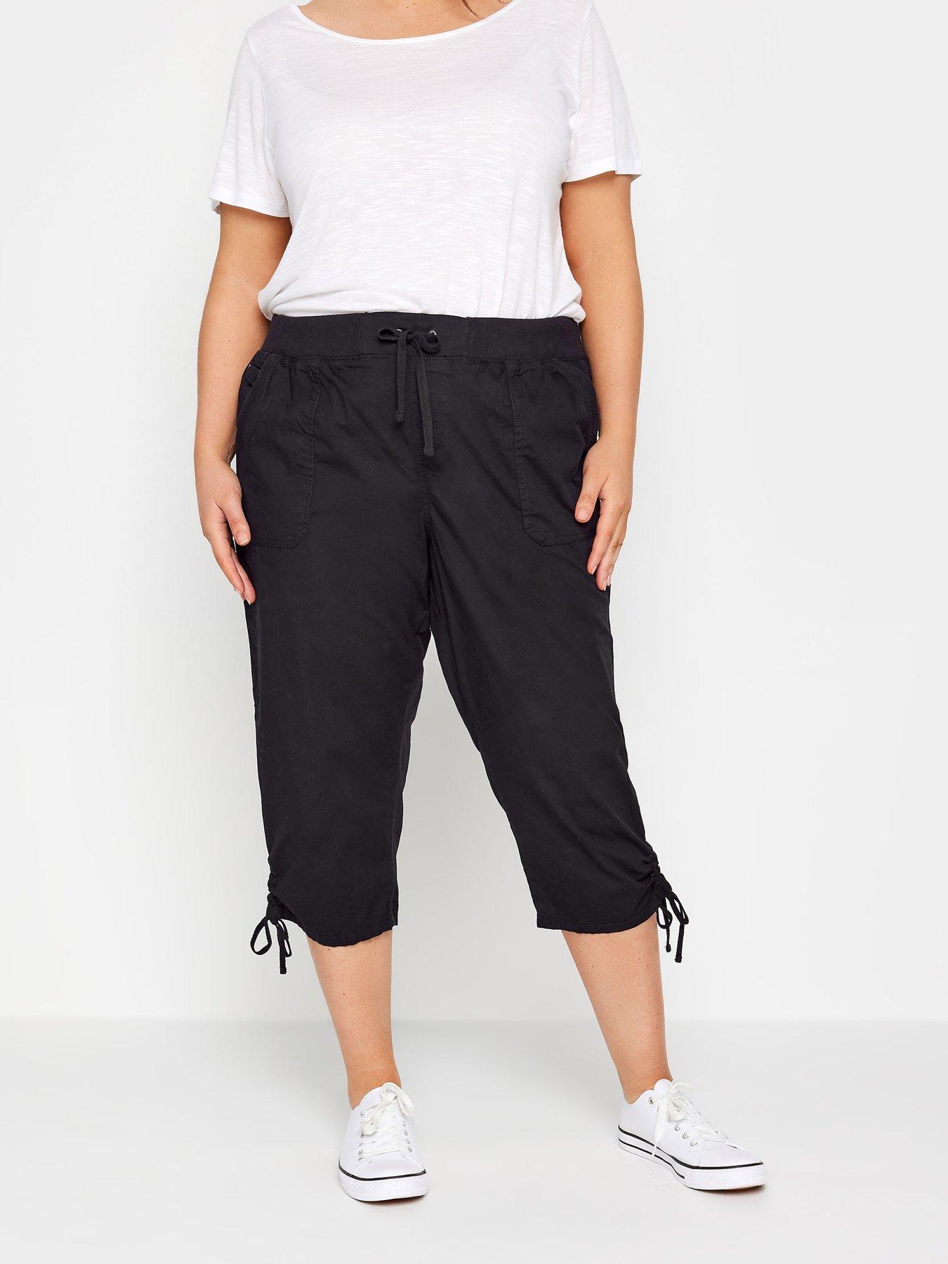 evans-cotton-cinch-capri-trousers-black