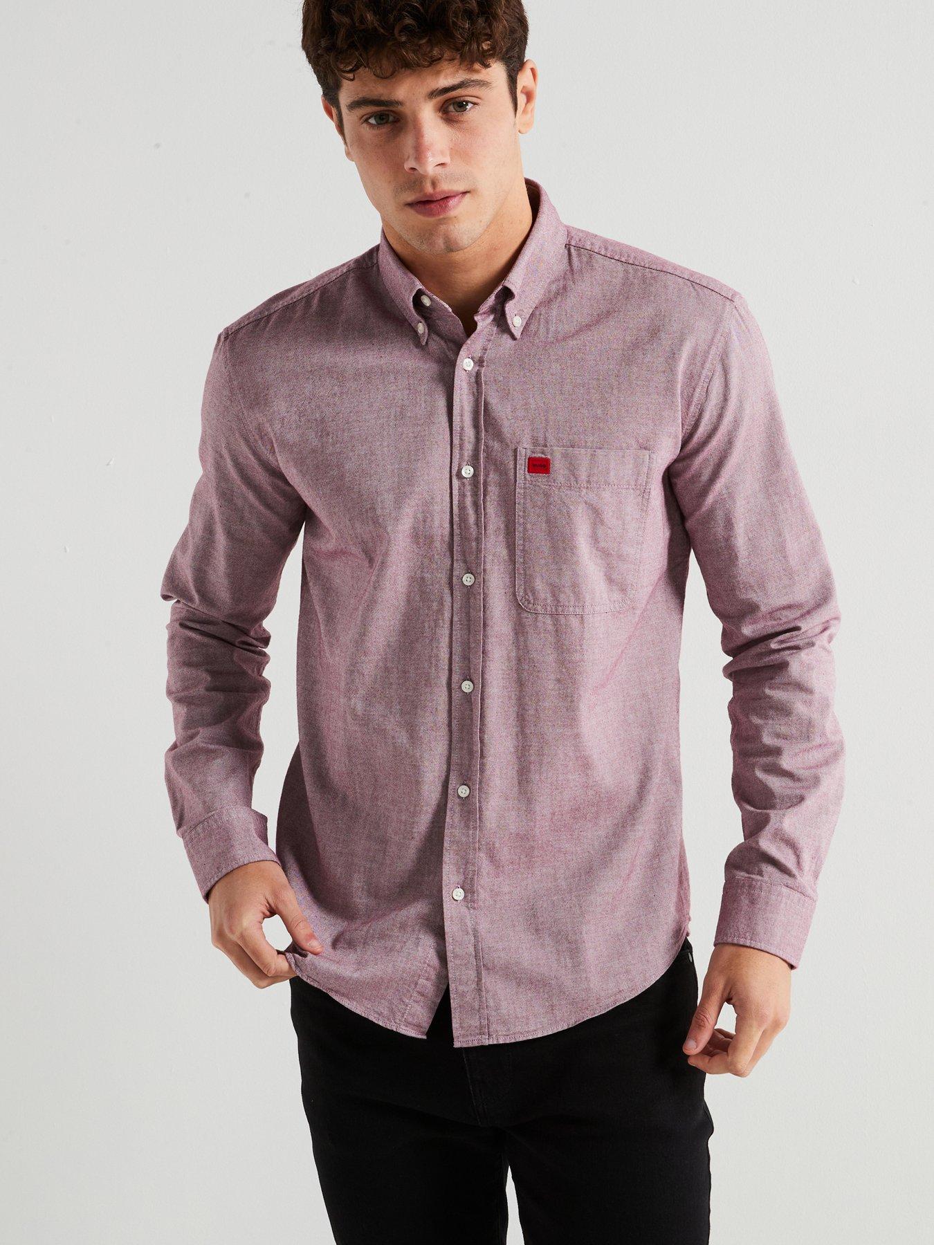 hugo-evito-slim-fit-oxford-cotton-pocket-shirt-dark-red