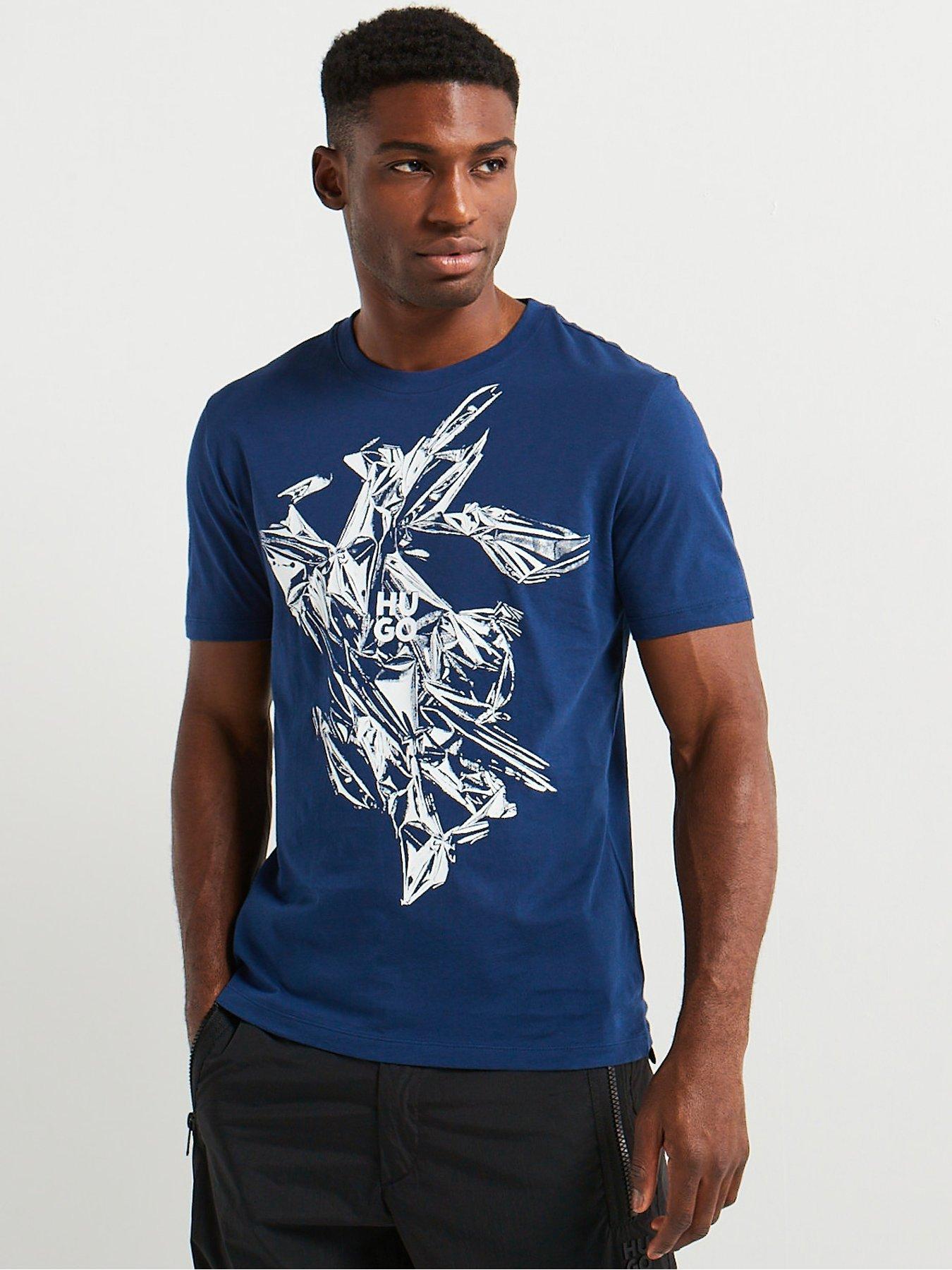 hugo-hugo-diakromio-regular-fit-glass-print-t-shirt-dark-blue