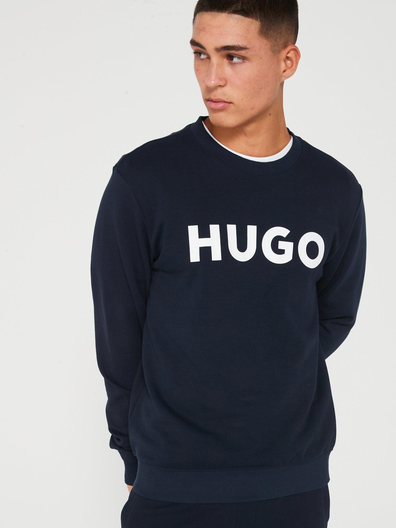 hugo-dem-chest-logo-crew-sweat-navyfront