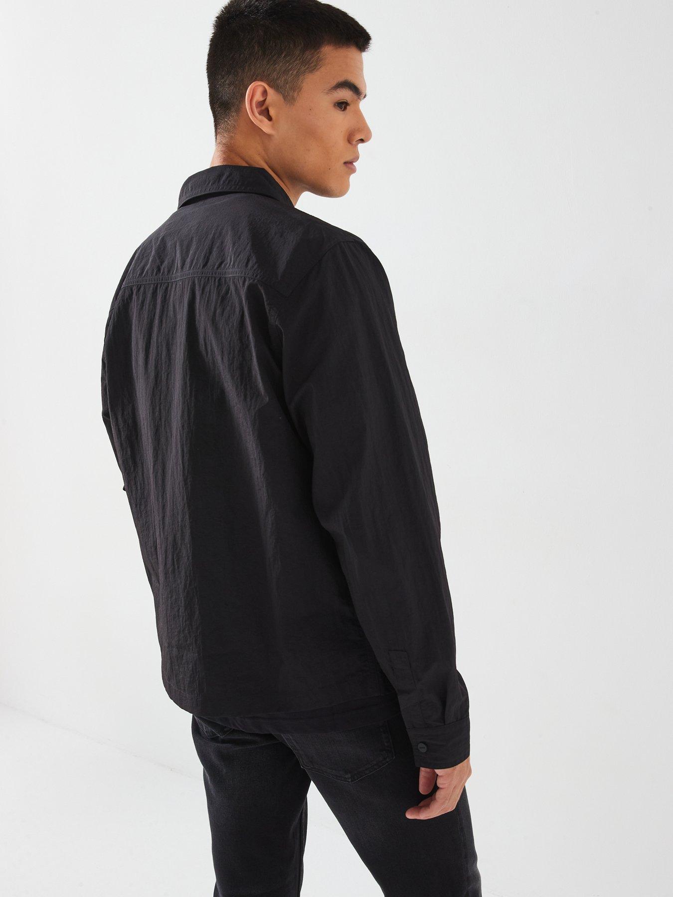 hugo-eselio-zip-nylon-overshirt-blackstillFront