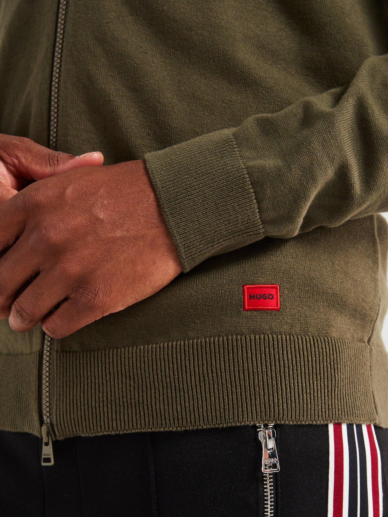 Image 4 of 6 of HUGO San Jaque-C Regular Fit Knitted Bomber Jacket - Khaki