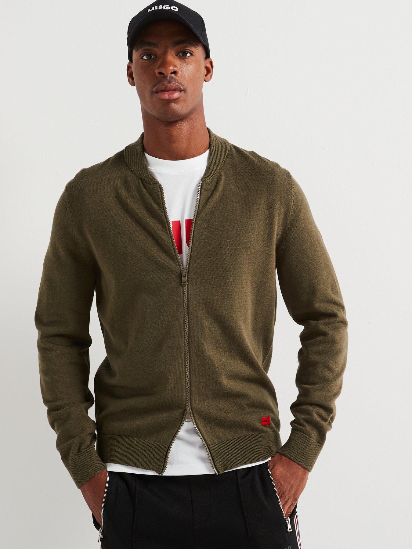 Image 5 of 6 of HUGO San Jaque-C Regular Fit Knitted Bomber Jacket - Khaki