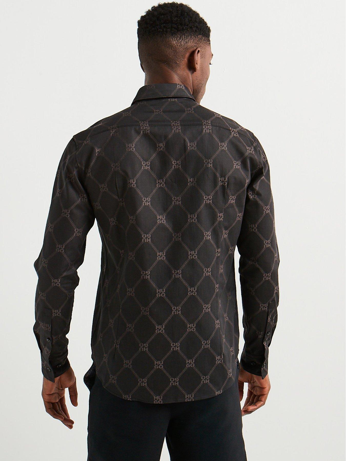 hugo-hugo-ermo-mono-chain-slim-fit-long-sleeve-shirt-blackstillFront