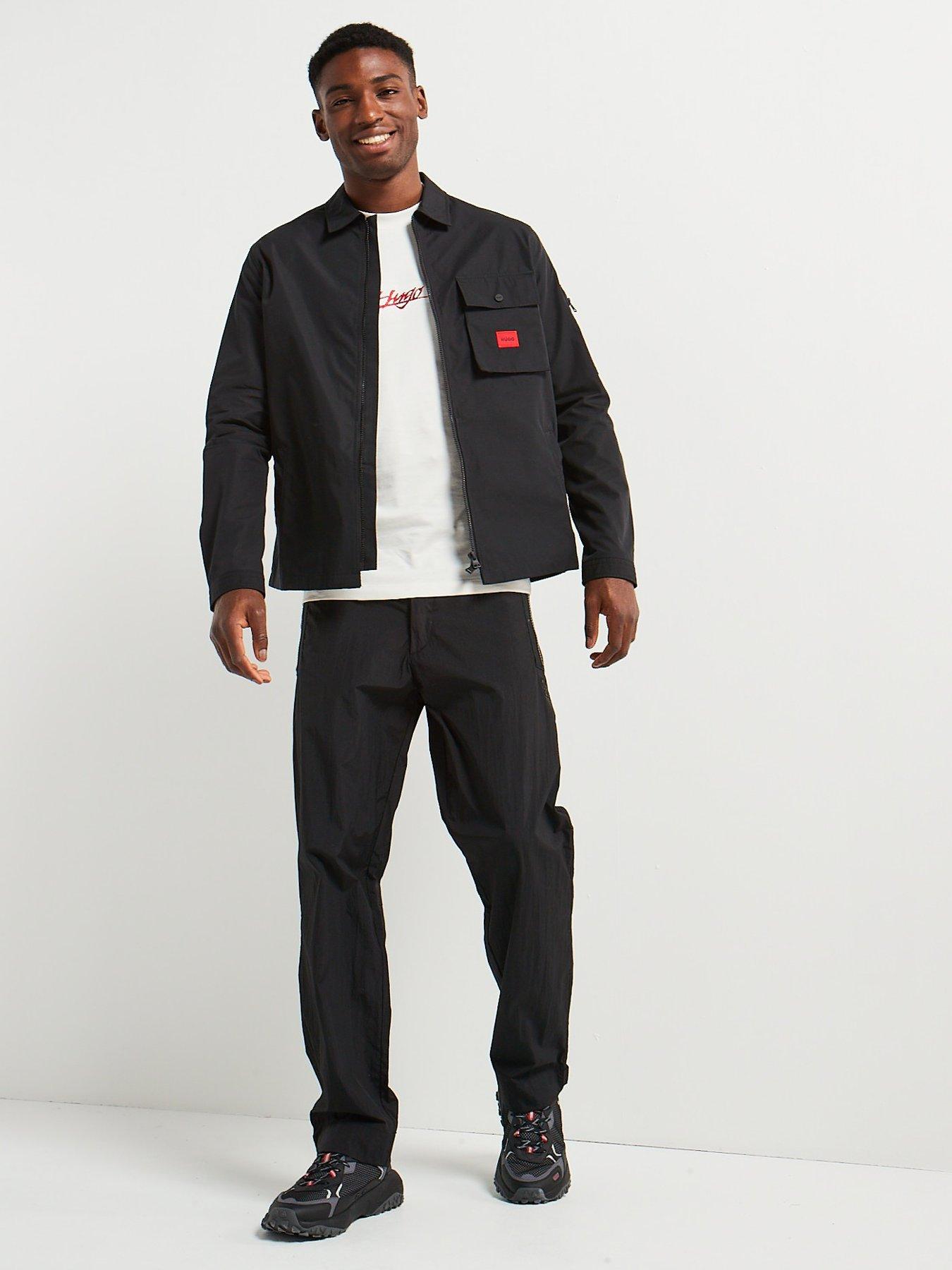 Image 3 of 5 of HUGO Emmond Patch Pocket Logo Regular Fit Zip Through Overshirt - Black