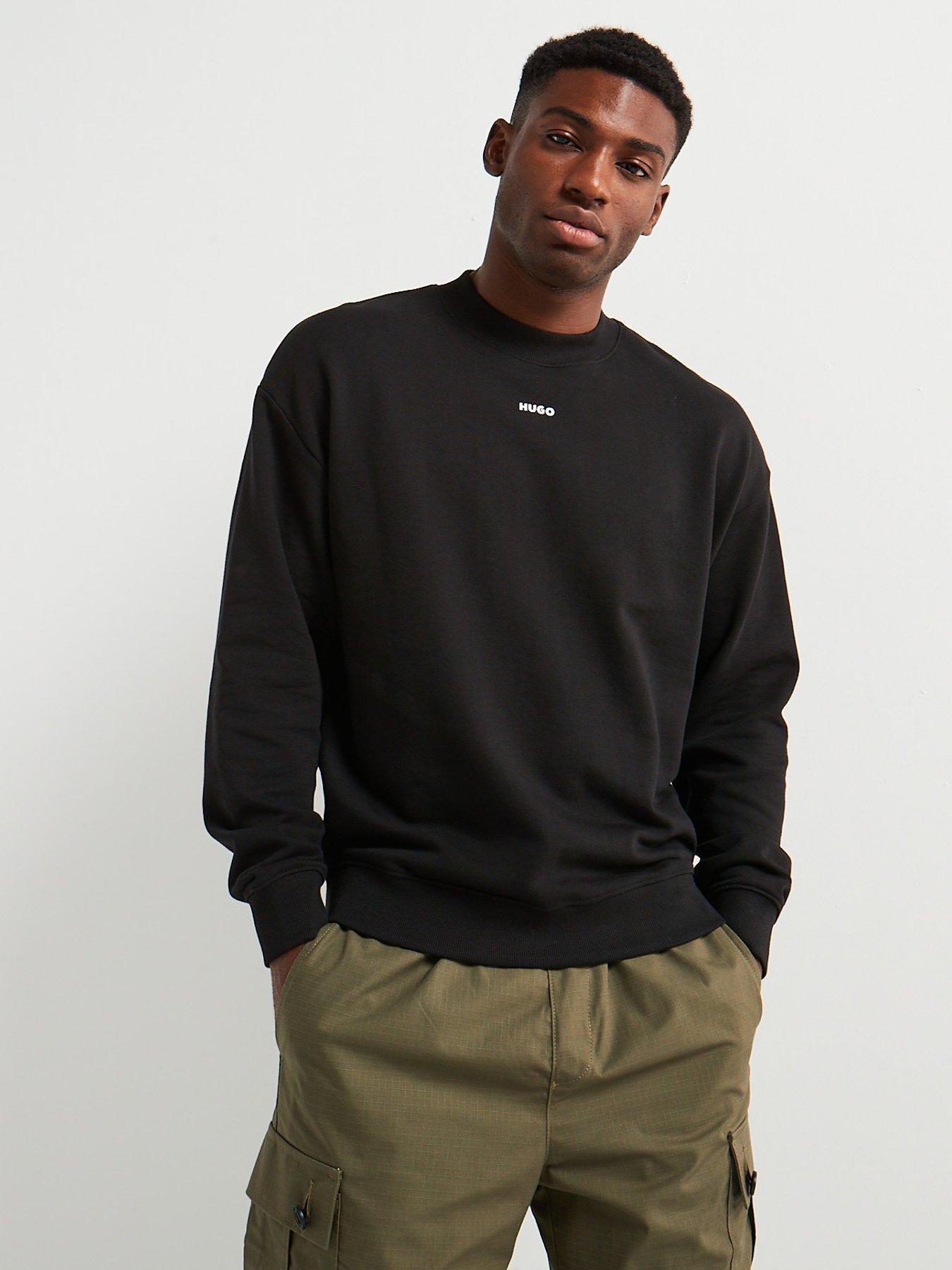 Image 1 of 5 of HUGO Dapocrew Relaxed Fit Crewneck Sweatshirt - Black