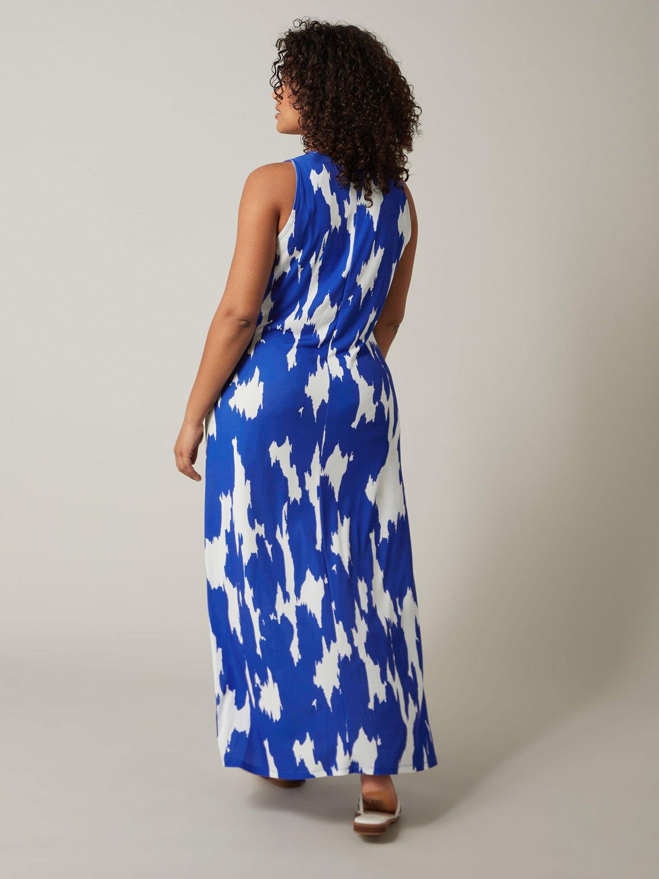 evans-printed-v-neck-twist-maxi-dress-bluestillFront