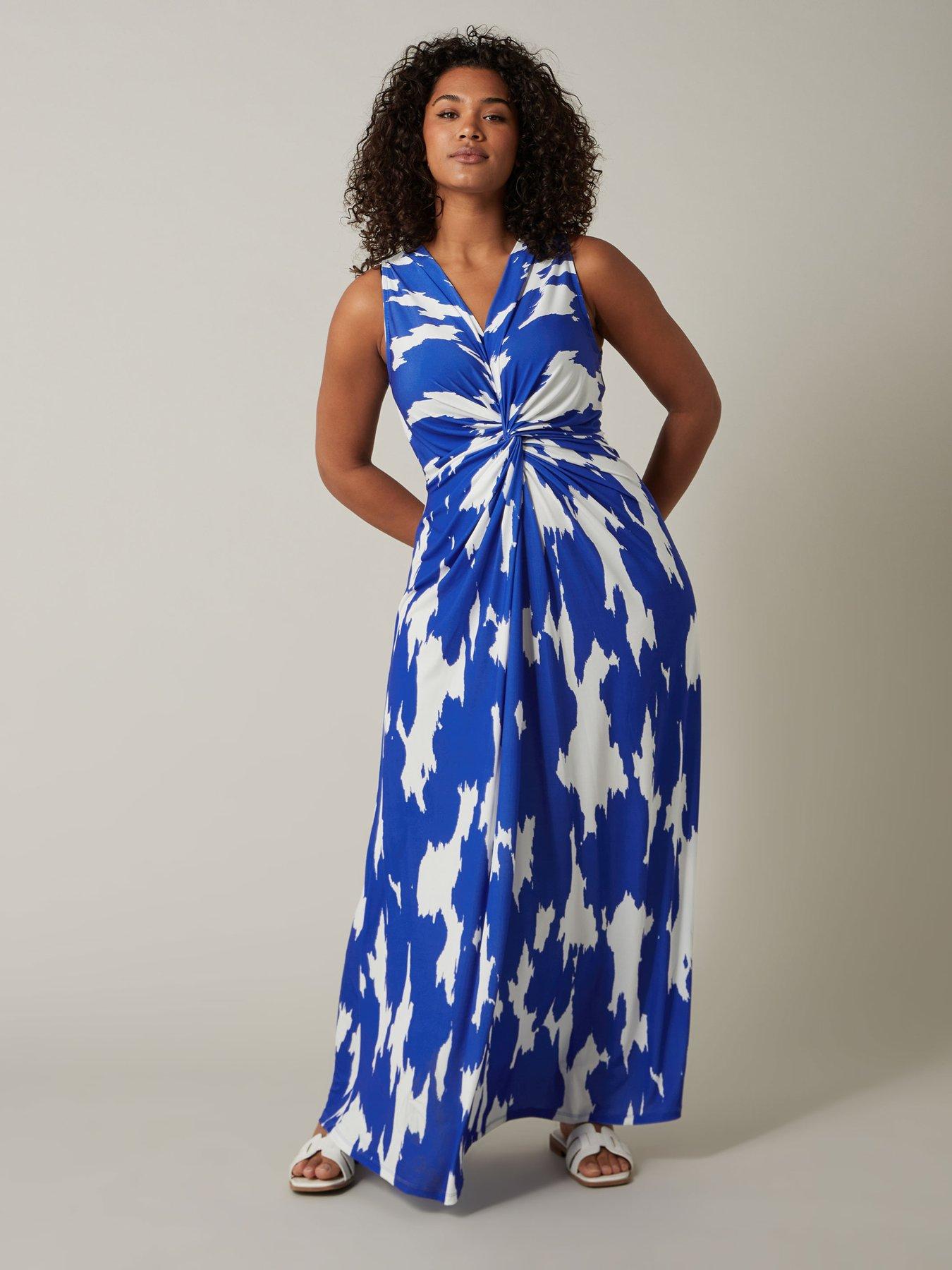 evans-printed-v-neck-twist-maxi-dress-blueback