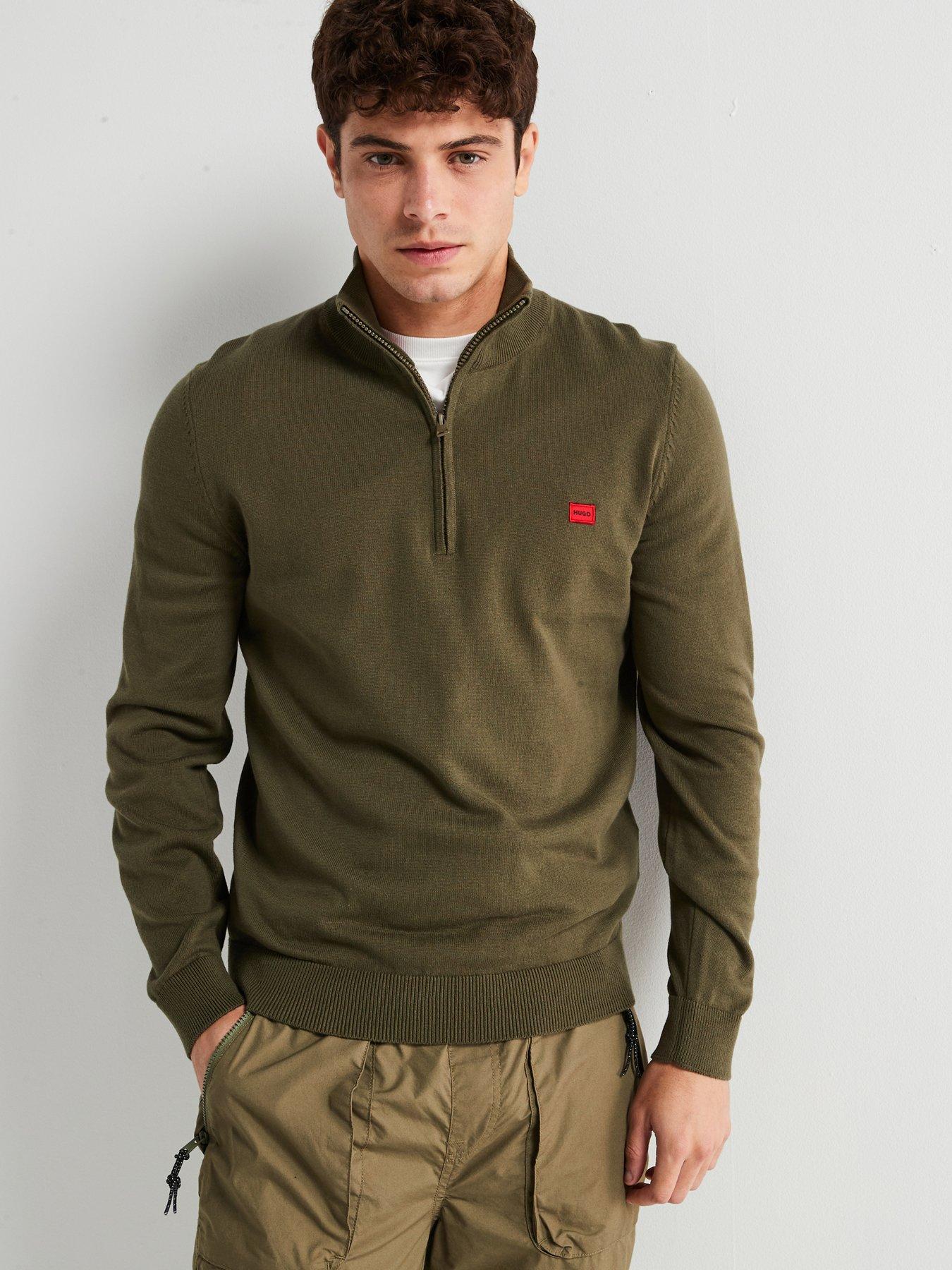 hugo-hugo-san-quintus-c-regular-fit-14-zip-knitted-jumper-khaki