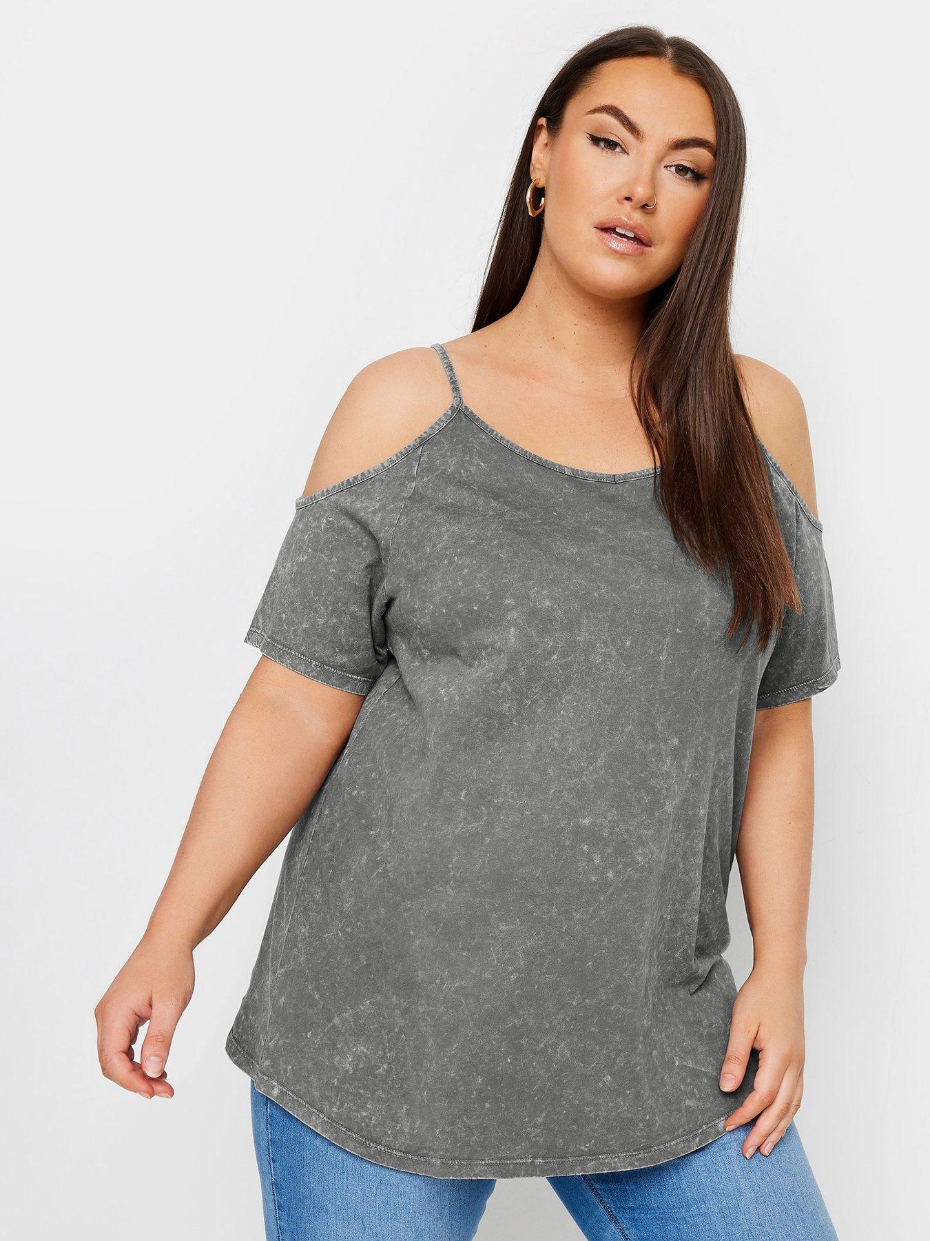 yours-curve-strappy-cold-shoulder-top-grey