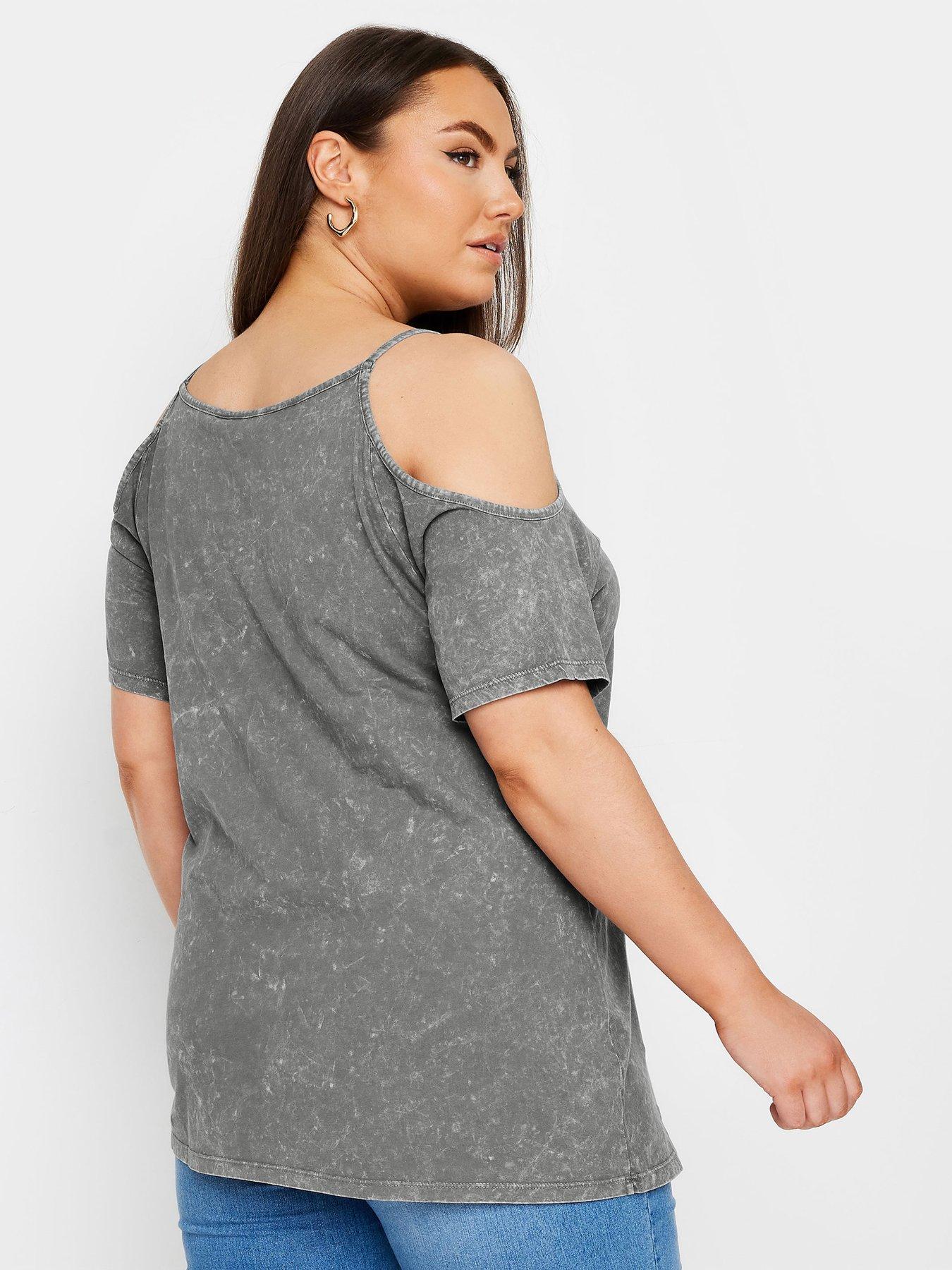 yours-curve-strappy-cold-shoulder-top-greystillFront