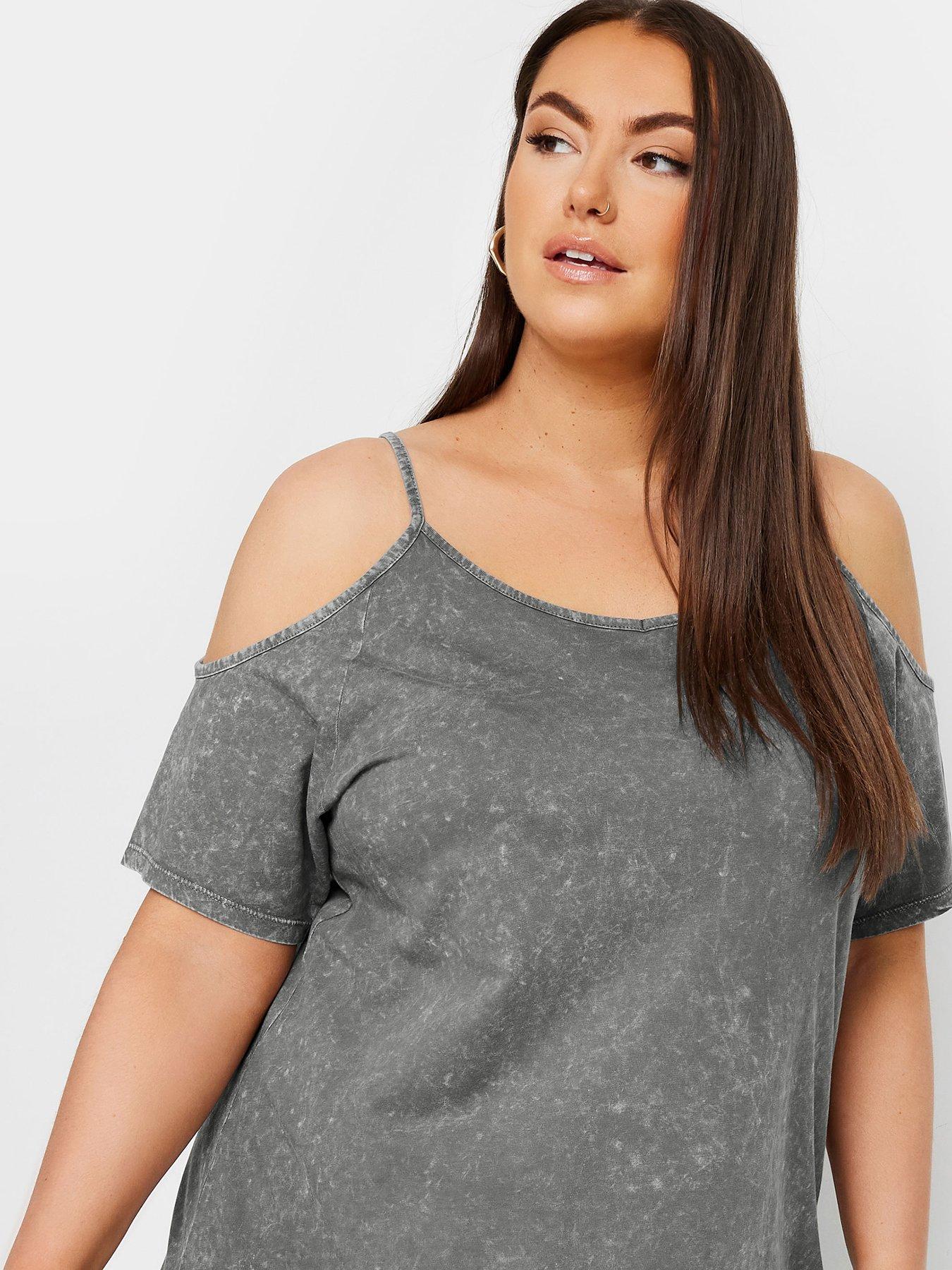 yours-curve-strappy-cold-shoulder-top-greyoutfit