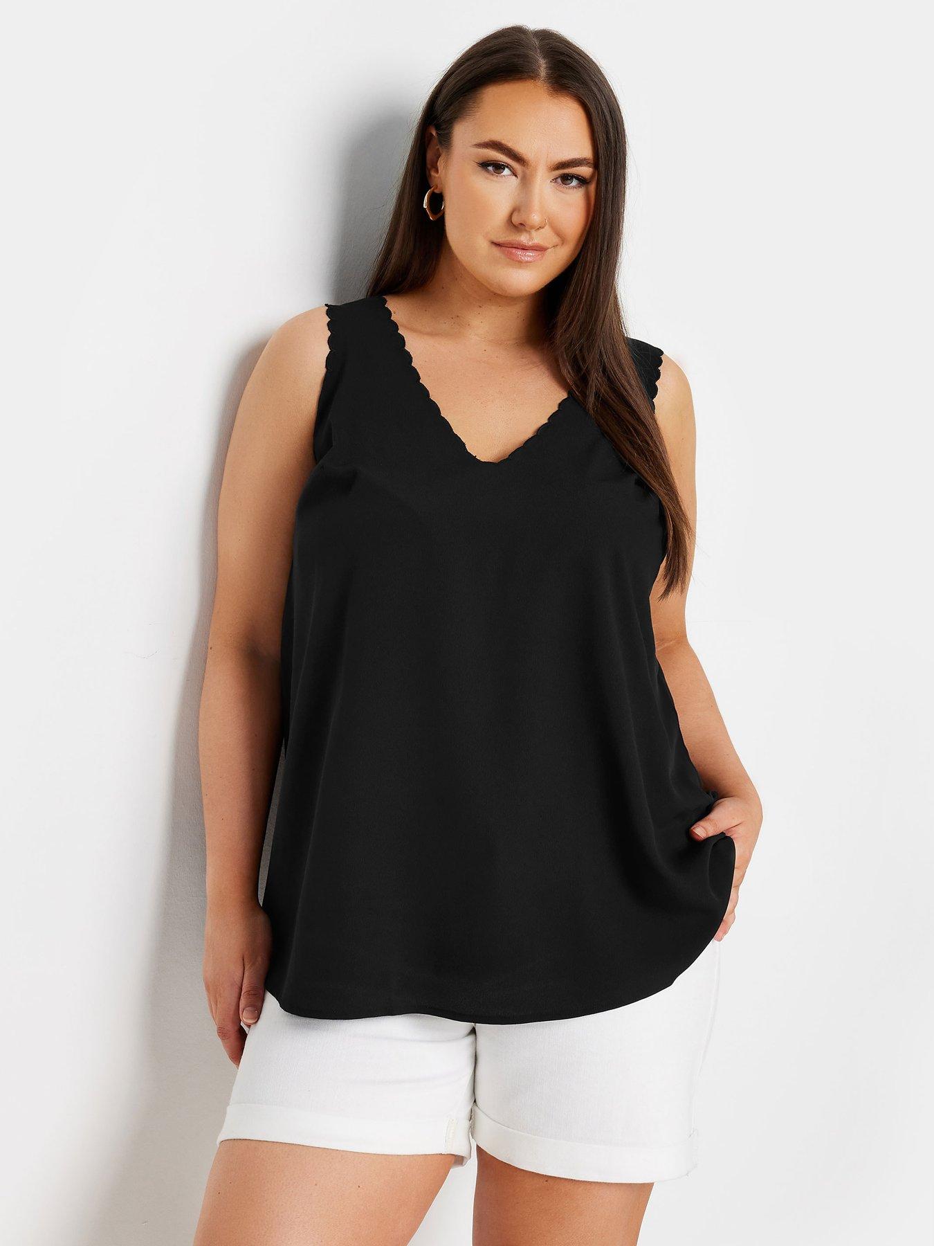 yours-curve-scallop-edge-cami-top-black