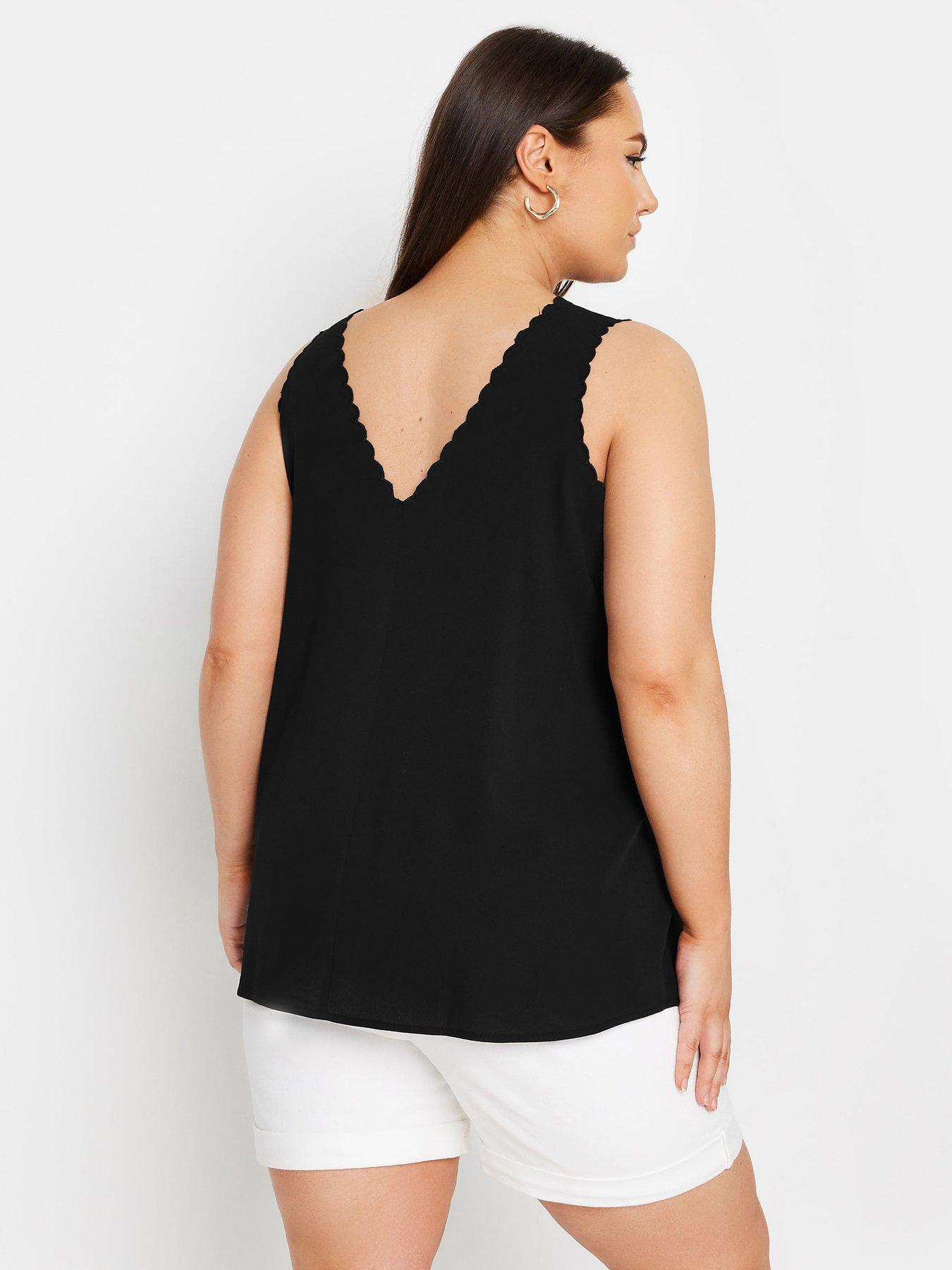 yours-curve-scallop-edge-cami-top-blackstillFront