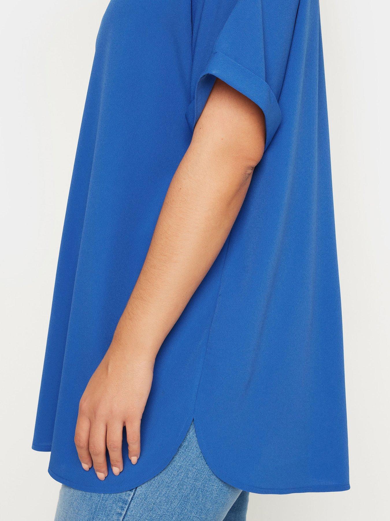 yours-curve-short-sleeve-boxy-top-blueoutfit