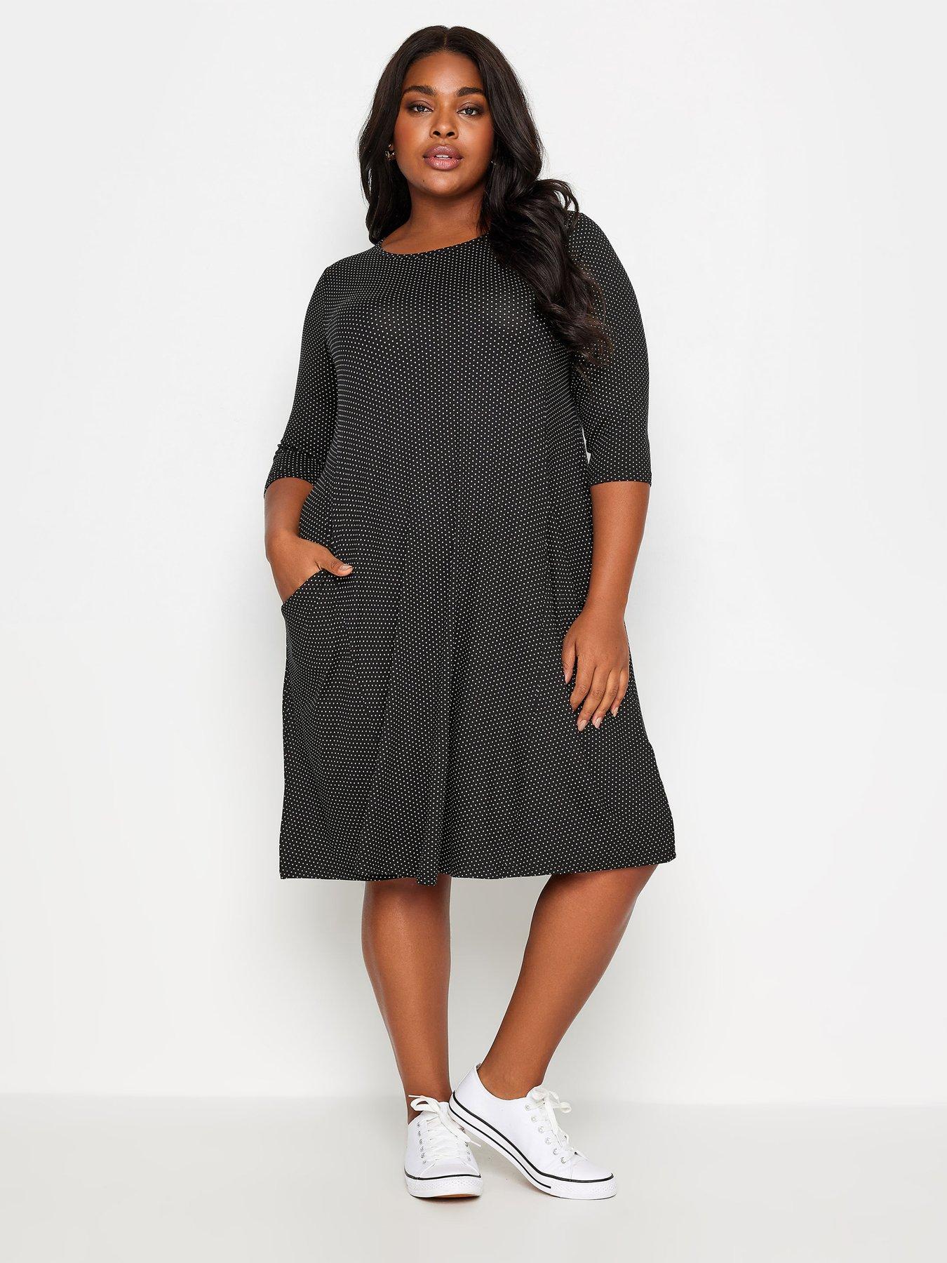 yours-polka-dot-print-jersey-swing-midi-dress-curve-black