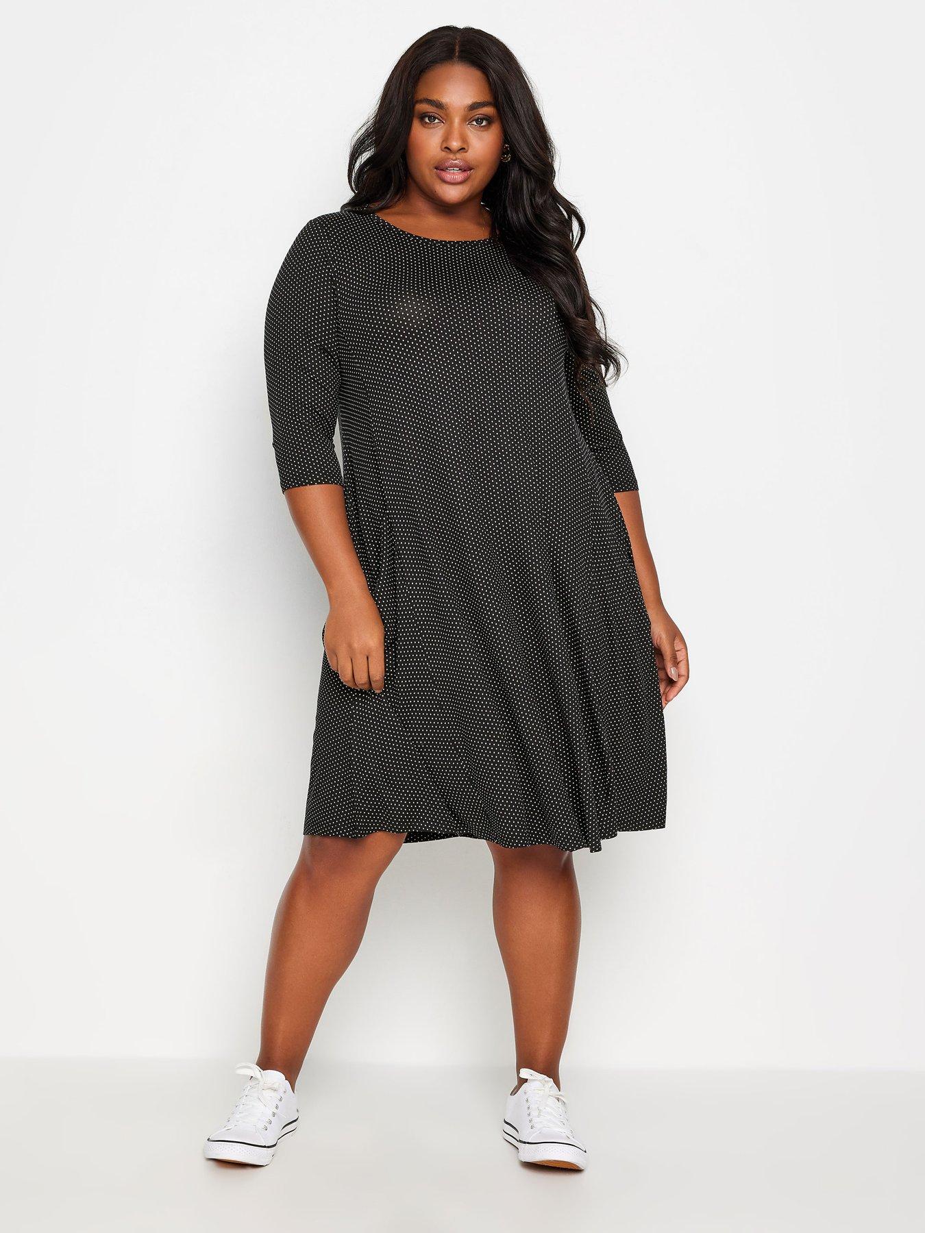 yours-polka-dot-print-jersey-swing-midi-dress-curve-blackback