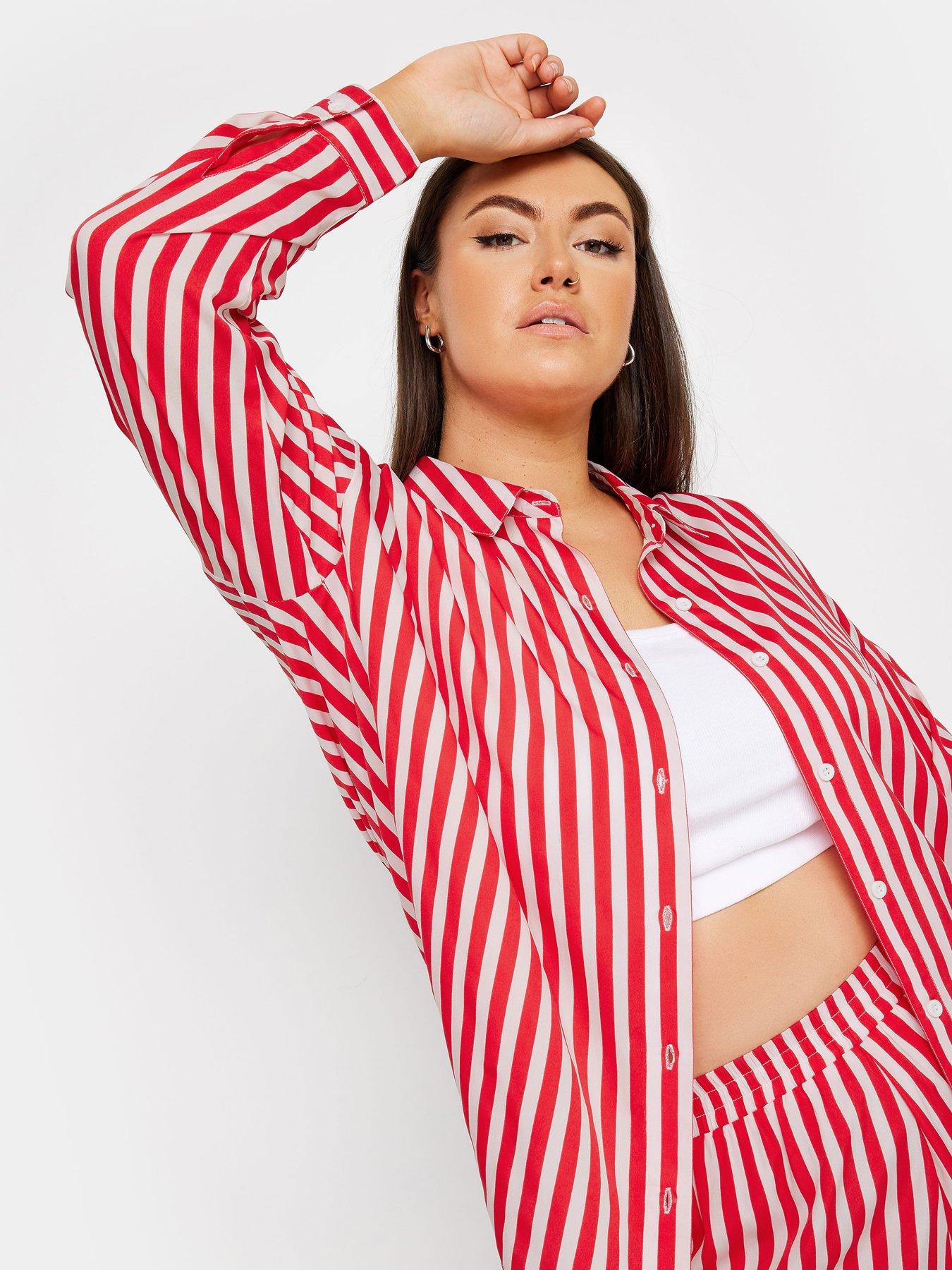 yours-curve-stripe-co-ord-shirt-redoutfit